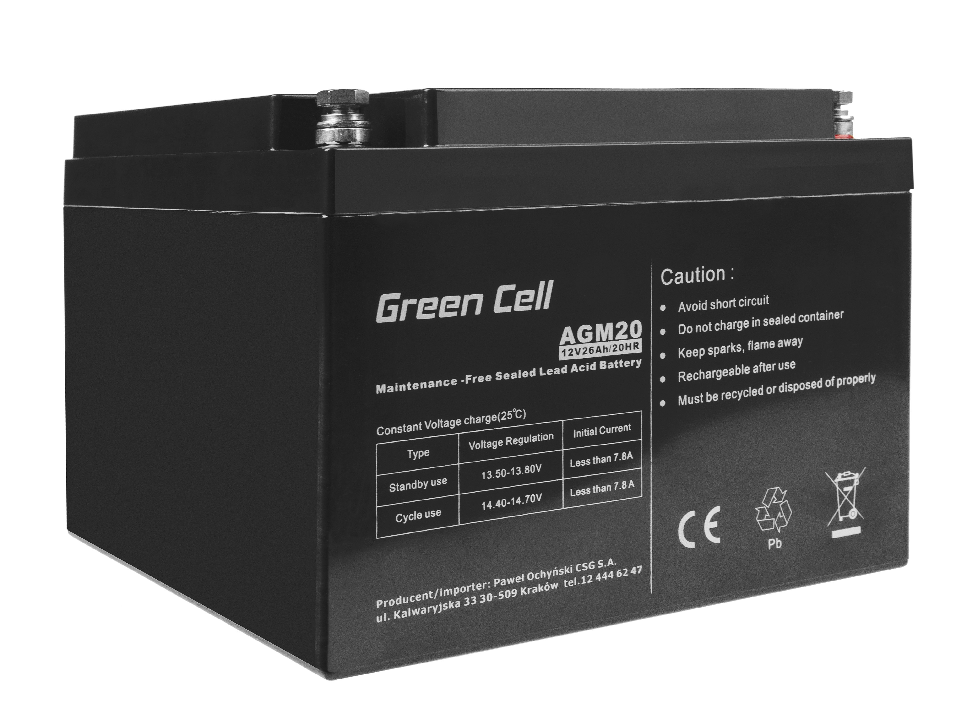 Green Cell AGM Battery 12V 26Ah - zatím není v B2C
