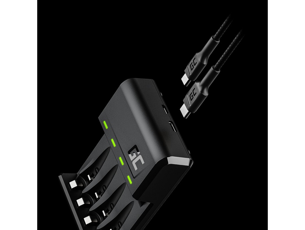 *Green Cell VitalCharger Nabíječka Set AA baterií s Micro USB a USB-C portem + baterie 4xAA 2000mAh