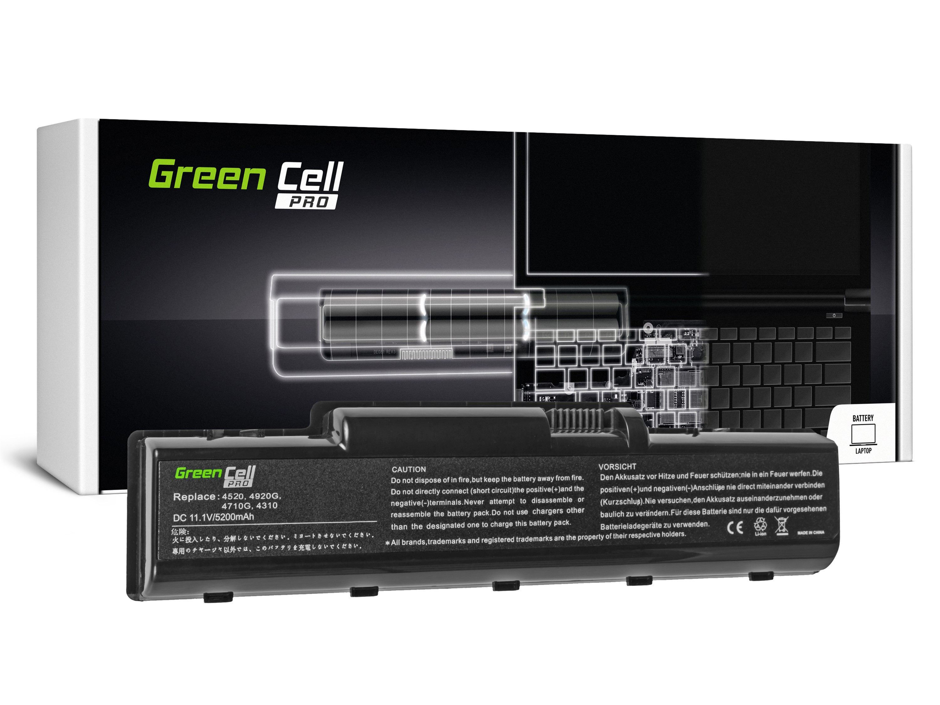 Green Cell AC01PRO Baterie Acer AS07A31 AS07A51 AS07A41 Acer Aspire 5738 5740 5536 5740G 5737Z 5735Z 5340 5535 5735 5738Z 5200mAh Li-ion