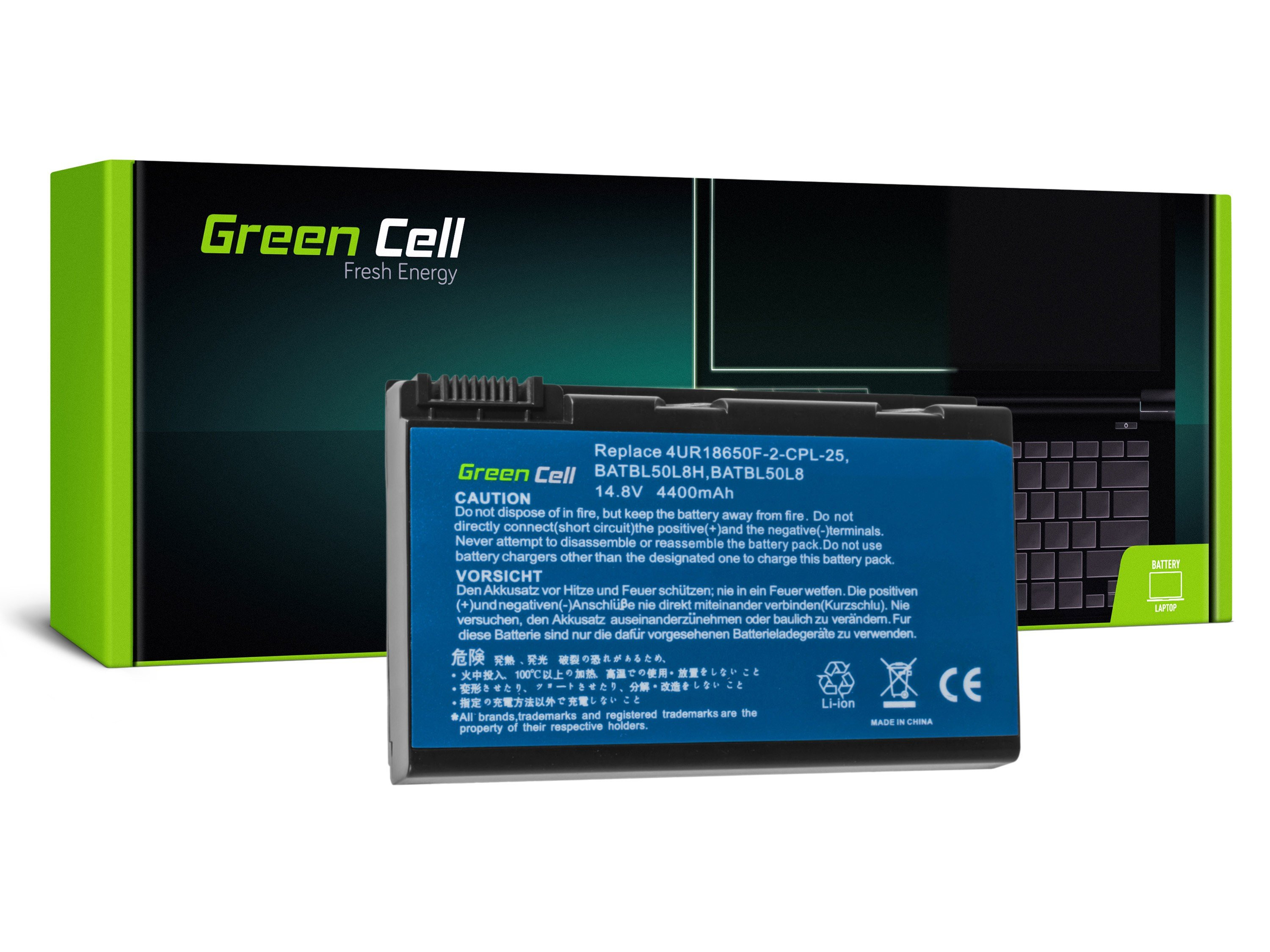 Green Cell AC15 Baterie Acer BATBL50L4 BATBL50L6 BL50, Acer Aspire 3690 5100 5110 5610 5630 TravelMate 4200 II 5210 4400mAh Li-ion