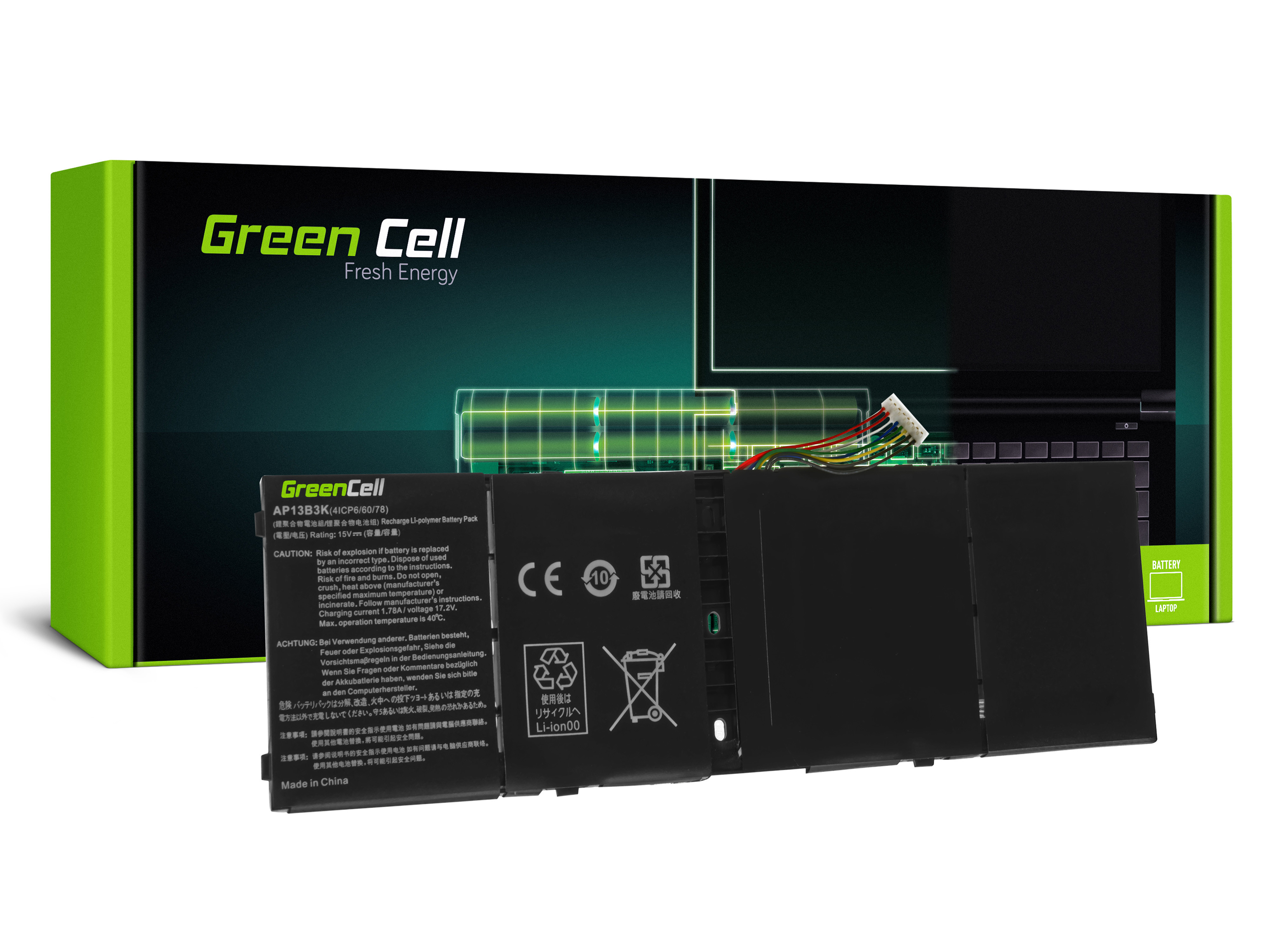 Green Cell AC48 Baterie Acer Aspire V5-552/552P/572/573/573G/V7-581/R7-571/AP13B3K/AL13B3K 3400mAh Li-Pol