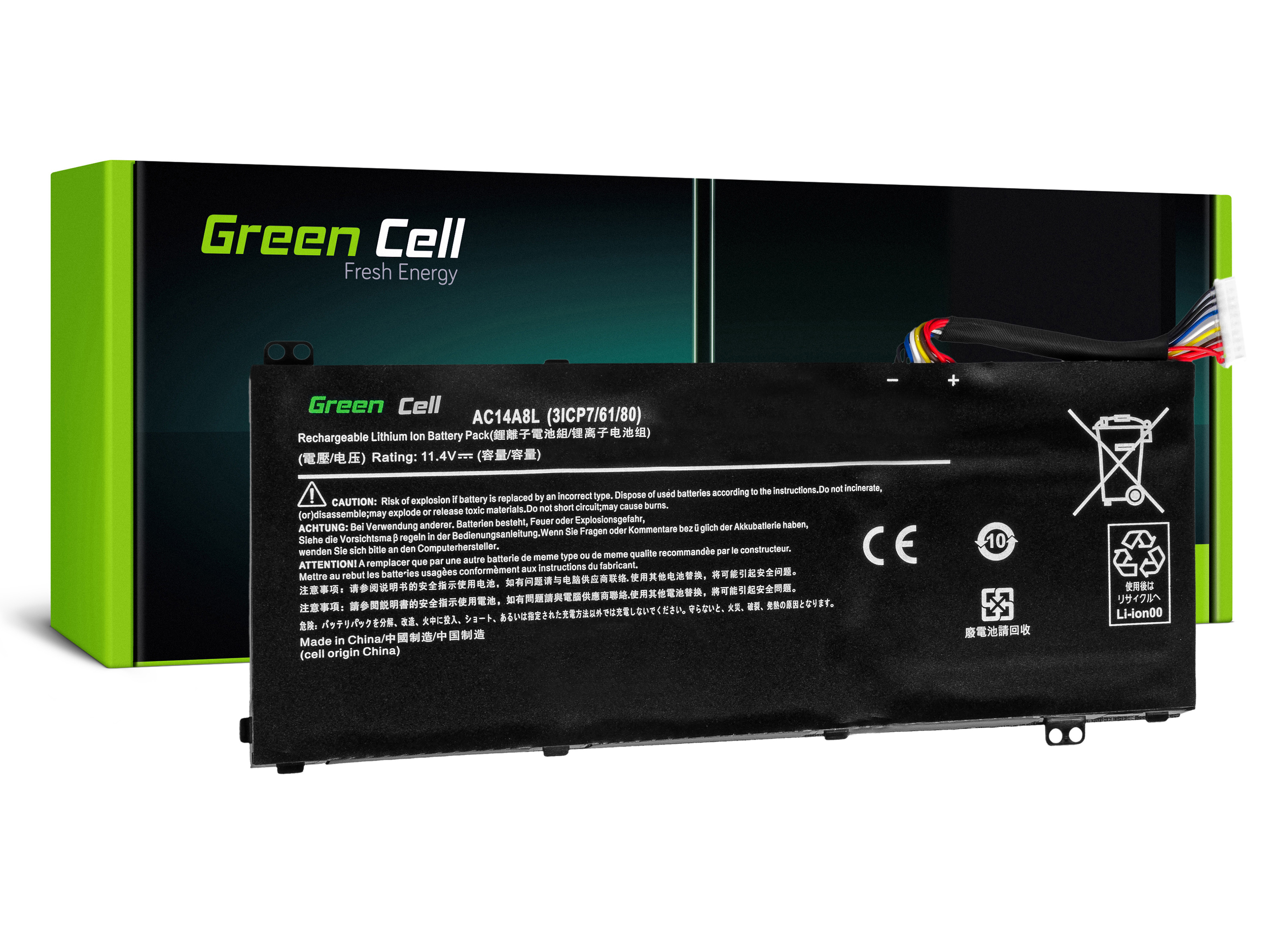 Green Cell AC54 Baterie Acer Aspire V15/V17/Acer AC14A8L 3800mAh Li-Pol