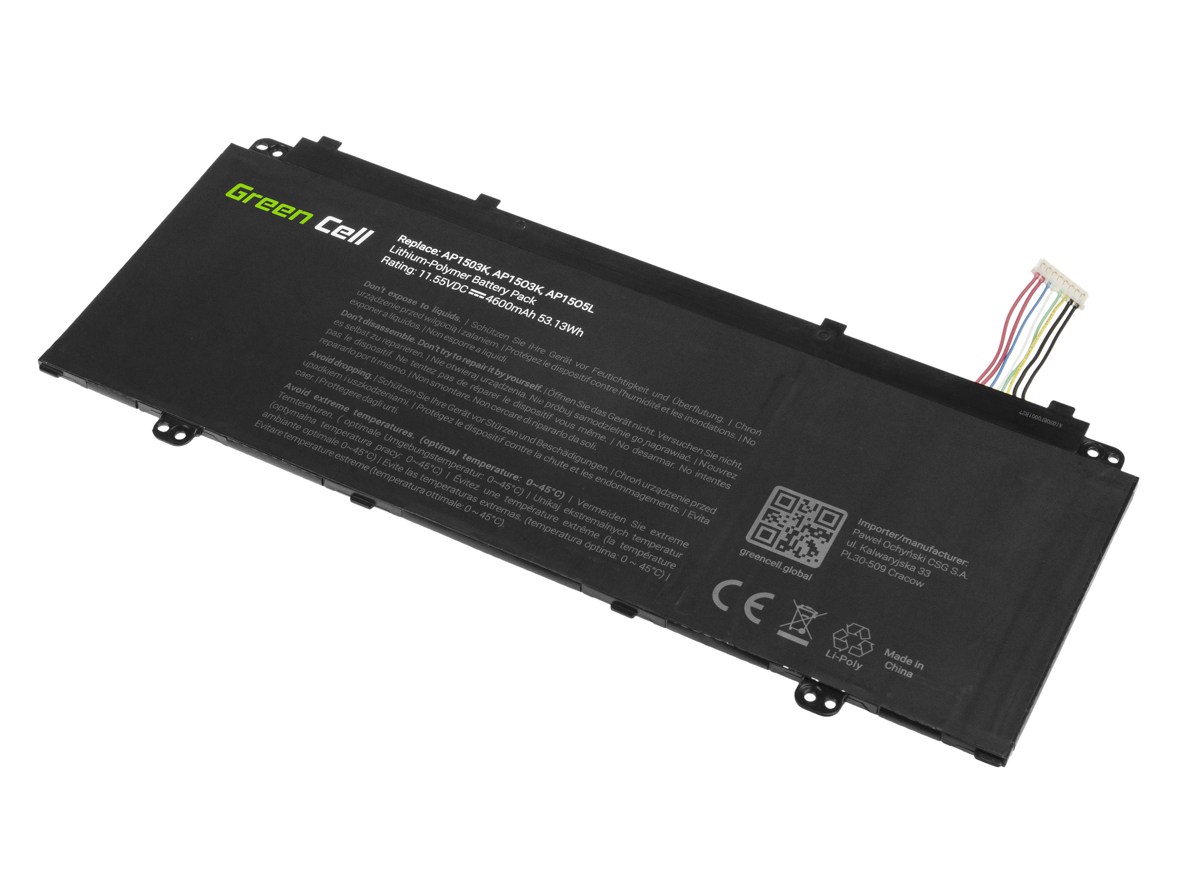 Green Cell AC56 Baterie Acer AP1503K/AP1505L/AP15O3K/AP15O5L/Aspire S13/Swift 5 4600mAh Li-Pol – neoriginální