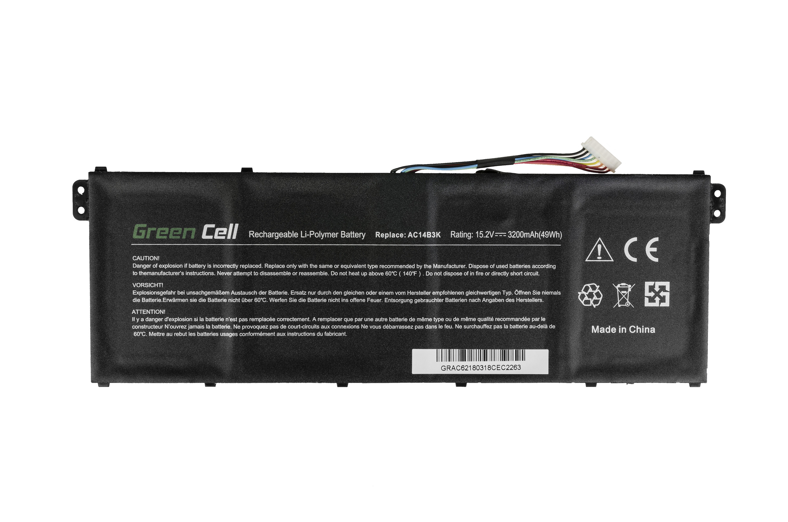 Green Cell AC62 Baterie Acer AC14B13J/AC14B18J/AC14B3K/AC14B8K/AC14B13K/AC14B18K 3000mAh Li-Pol