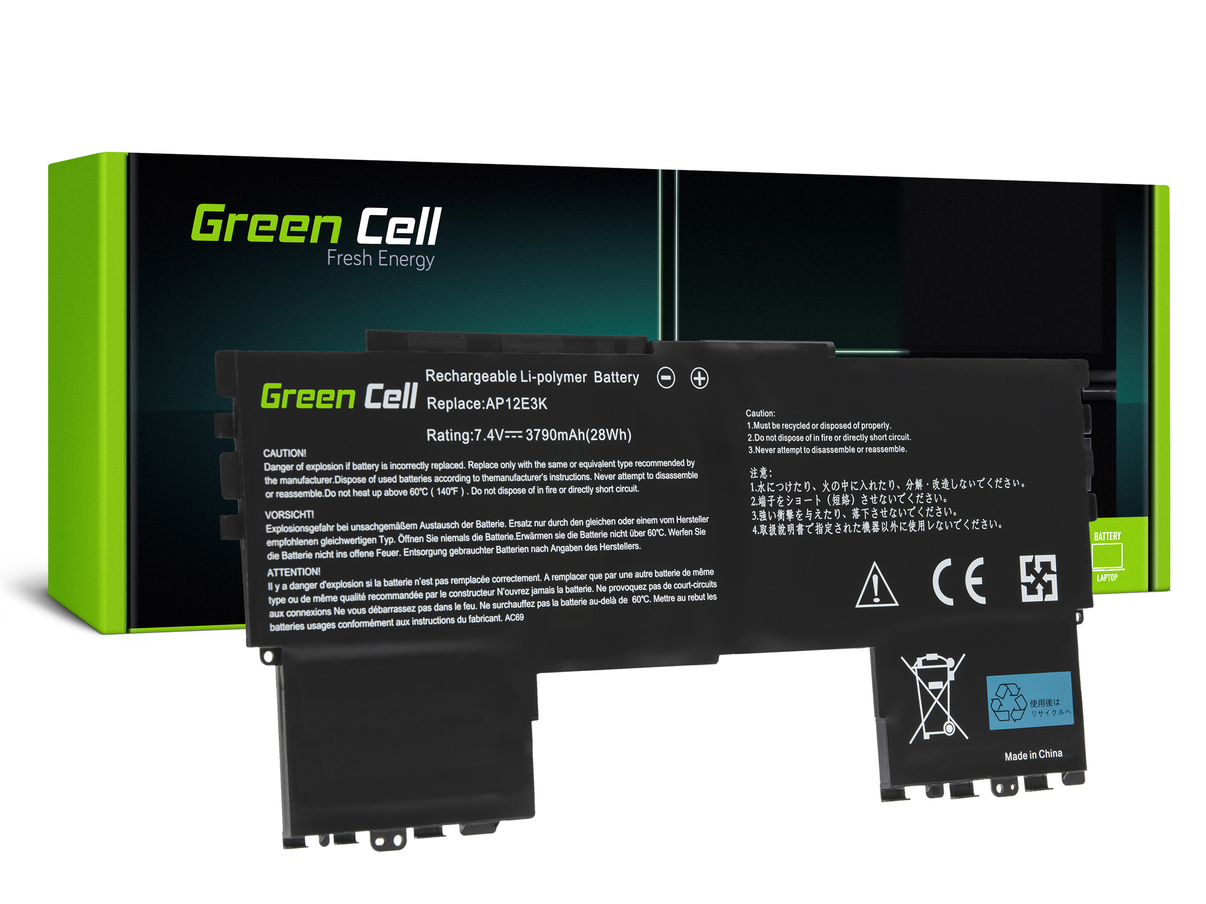 Green Cell AC69 Baterie AP12E3K,Acer Aspire S7-191 3790mAh Li-Pol – neoriginální