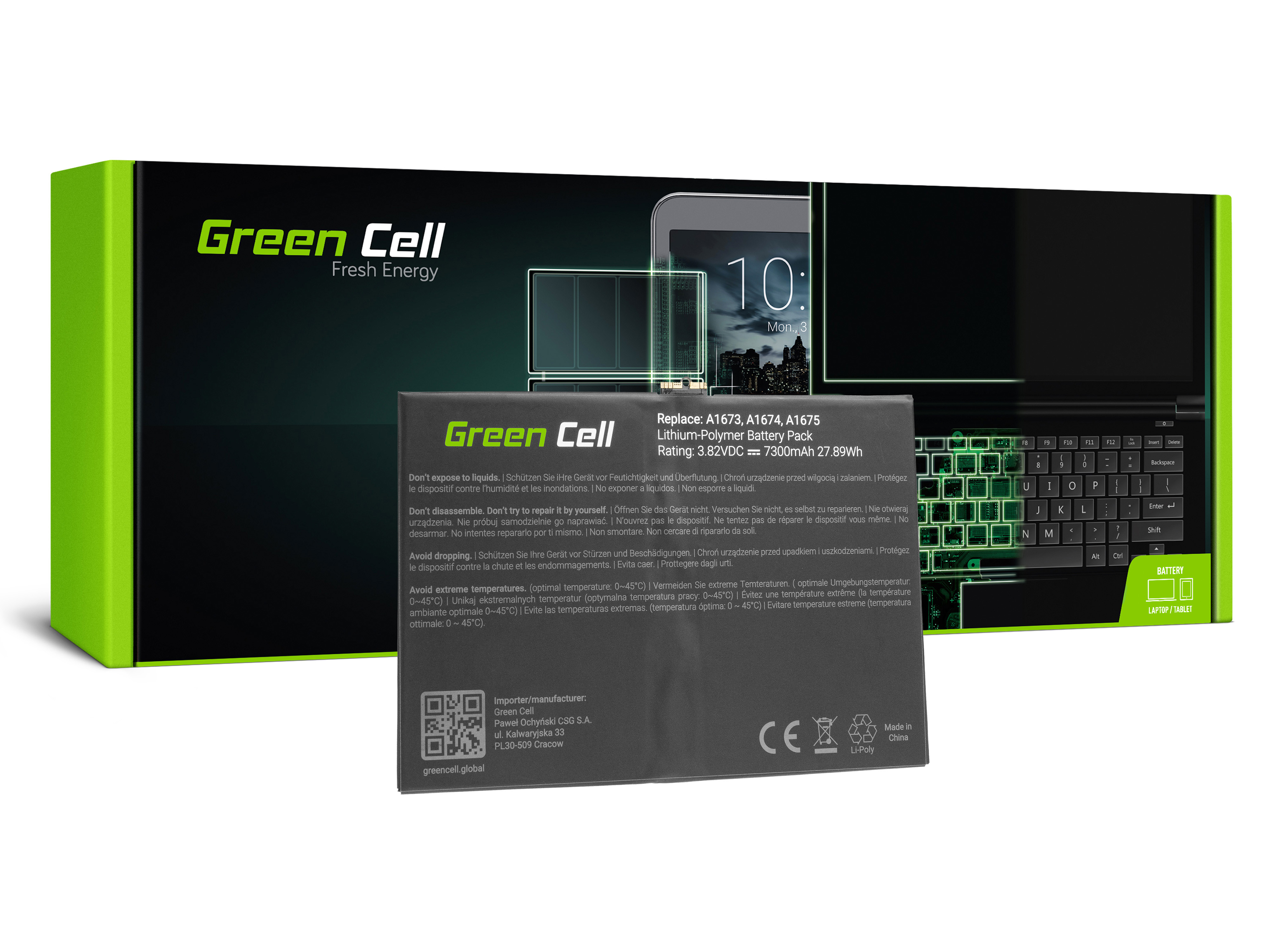 Green Cell TAB21 Baterie Apple A1664 pro Apple iPad Pro 9.7 A1673 A1674 A1675 7300mAh Li-Pol