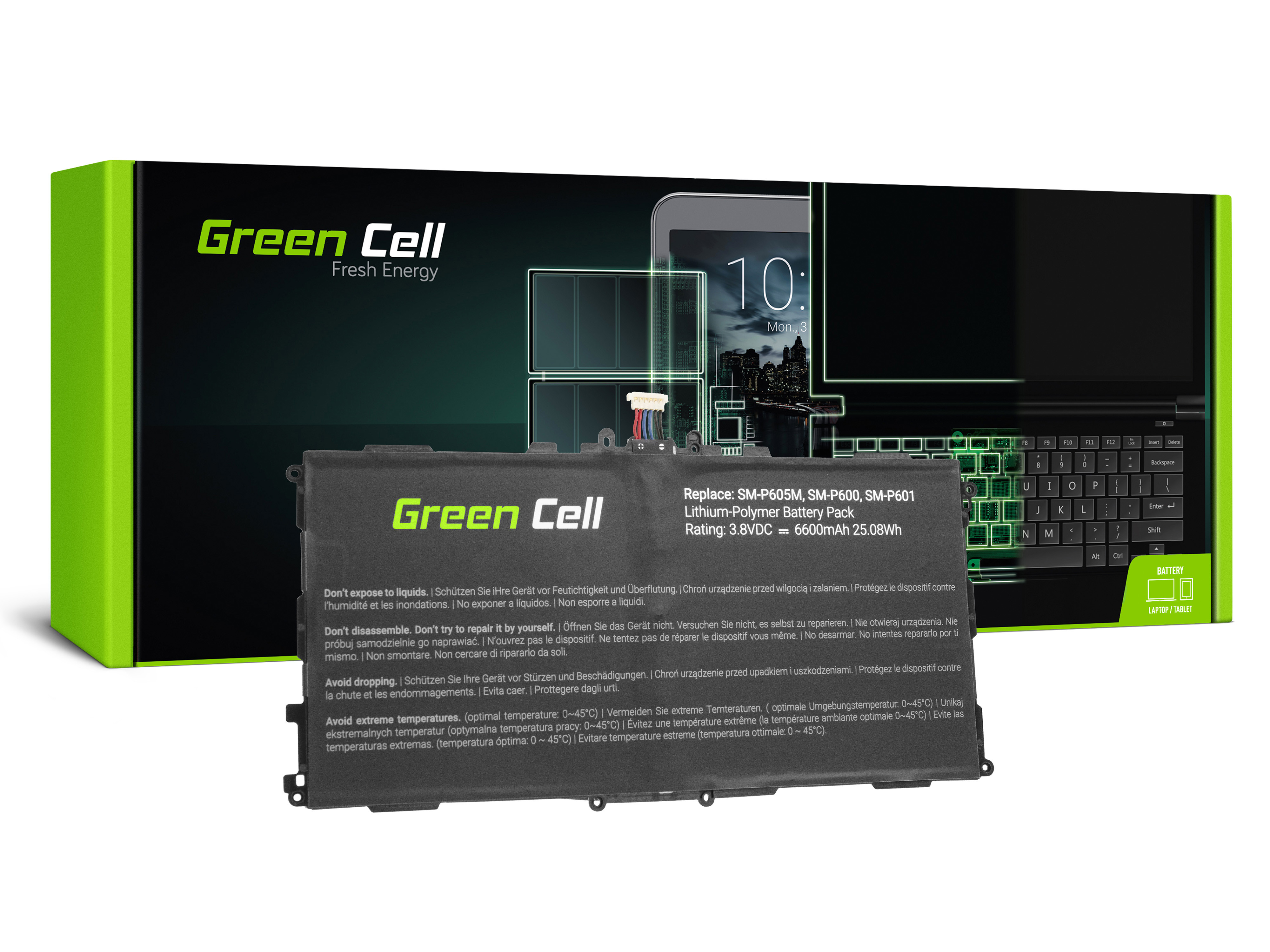 Green Cell TAB22 Baterie Samsung T8220E pro Samsung Galaxy Note 10.1 SM-P600 SM-P601 SM-P605 6600mAh Li-Pol