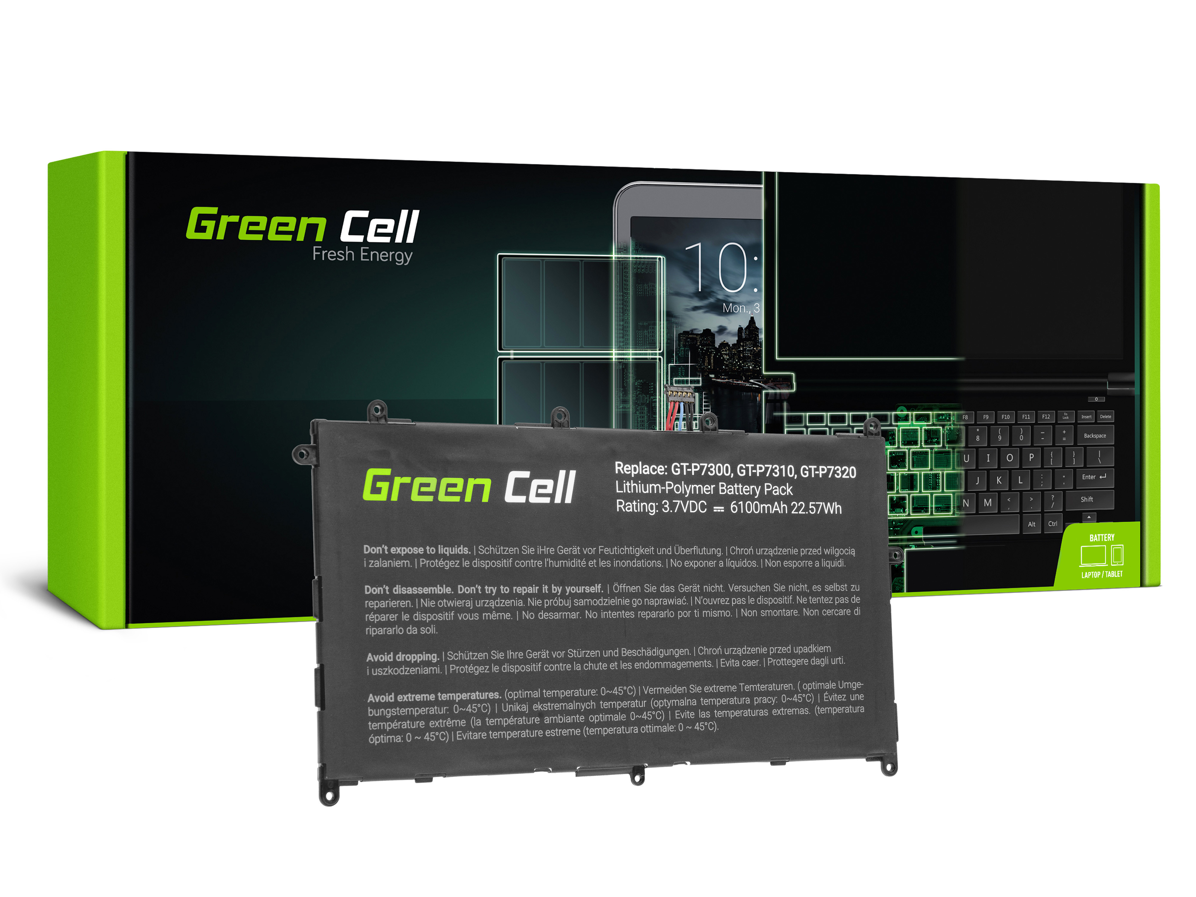 Green Cell TAB26 Baterie Samsung SP368487A(1S2P) pro Samsung Galaxy Tab 8.9 P7300 P7310 P7320 6100mAh Li-Pol – neoriginální