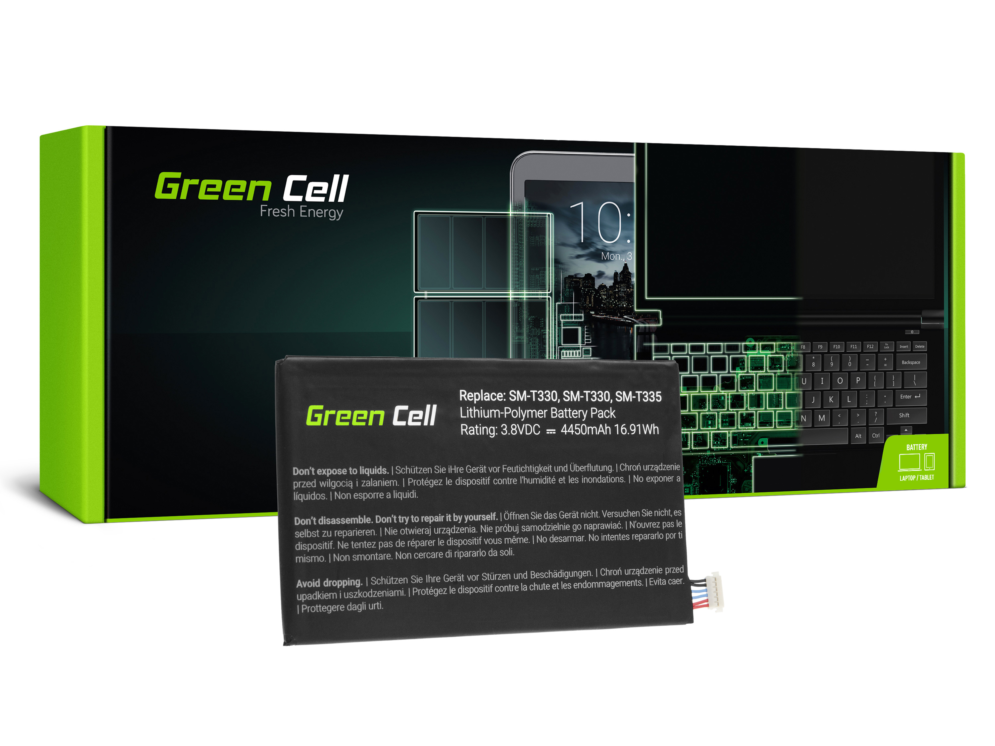 Green Cell TAB27 Baterie Samsung EB-BT330FBE pro Samsung Galaxy Tab 4 8.0 T330 T331 T335 4450mAh Li-Pol – neoriginální