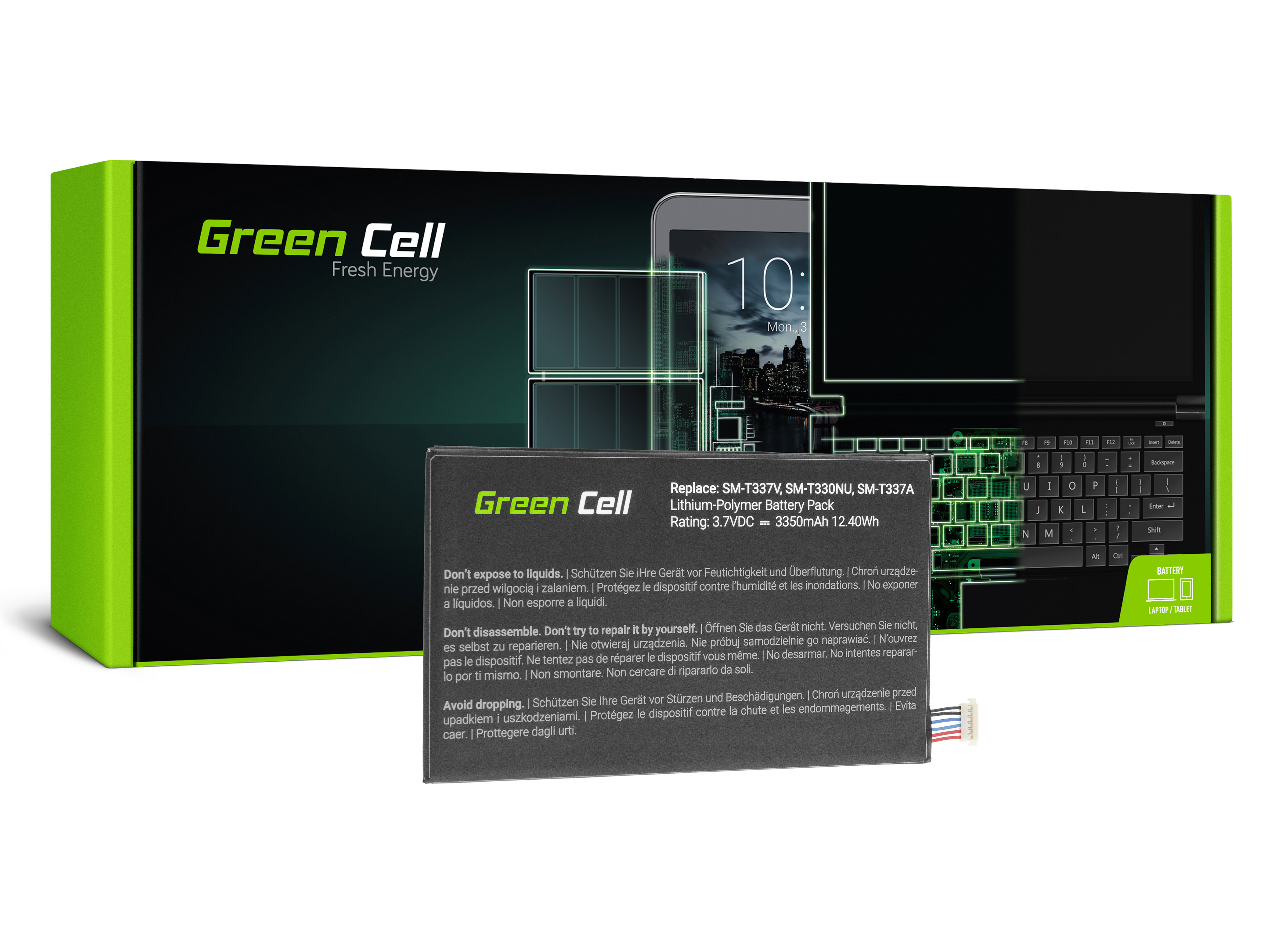 Green Cell TAB43 Baterie Samsung EB-BT330FBU pro Samsung Galaxy Tab 4 8.0 T330 T331 T337 3350mAh Li-Pol – neoriginální
