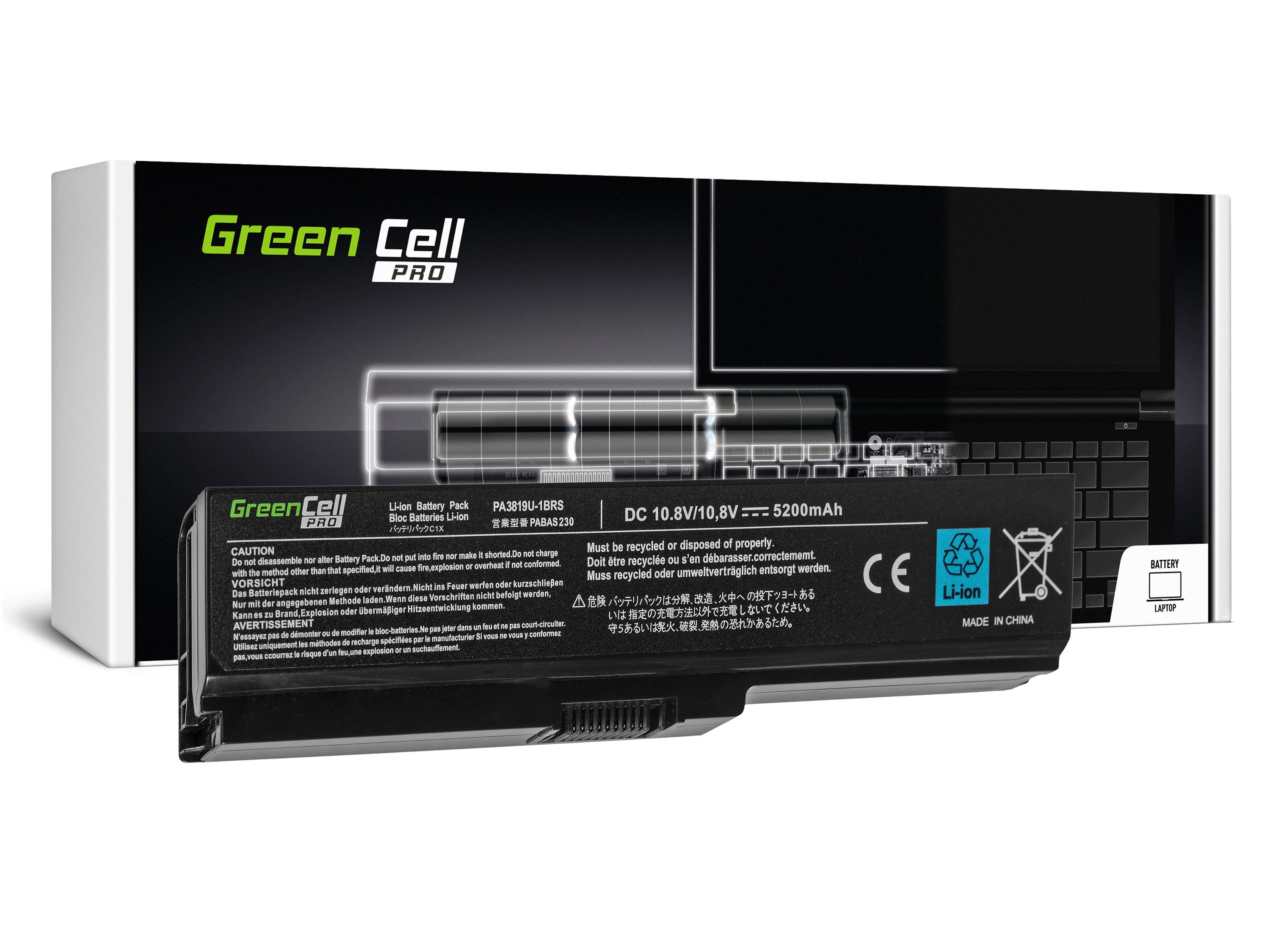 **Green Cell TS03PRO Baterie Toshiba Satellite C650 C650D C660 C660D L650D L655 L750 5200mAh Li-ion