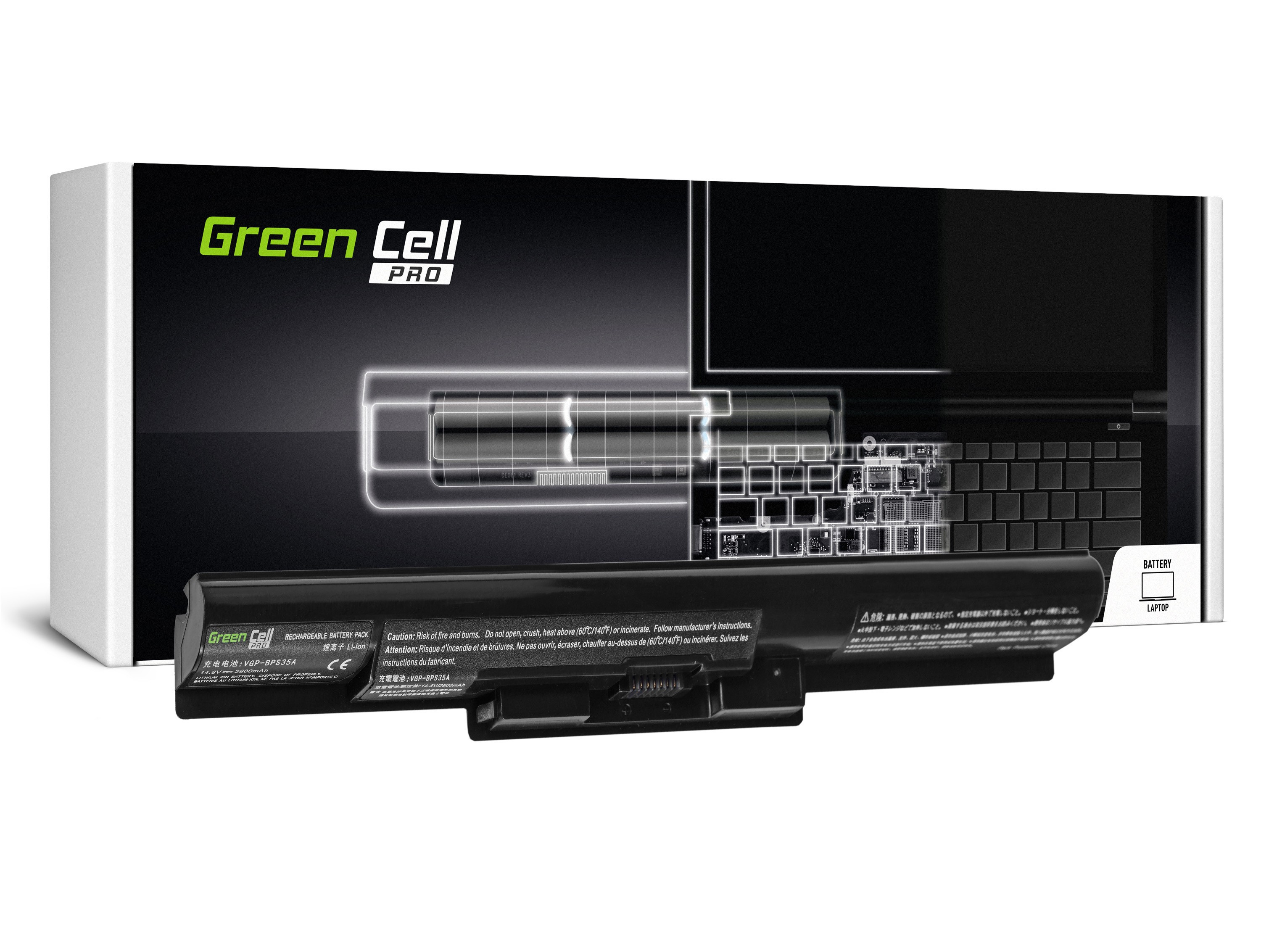 Green Cell SY18PRO Baterie Sony VGP-BPS35A, Sony Vaio SVF14 SVF15 Fit 14E 15E 2600mAh Li-Ion