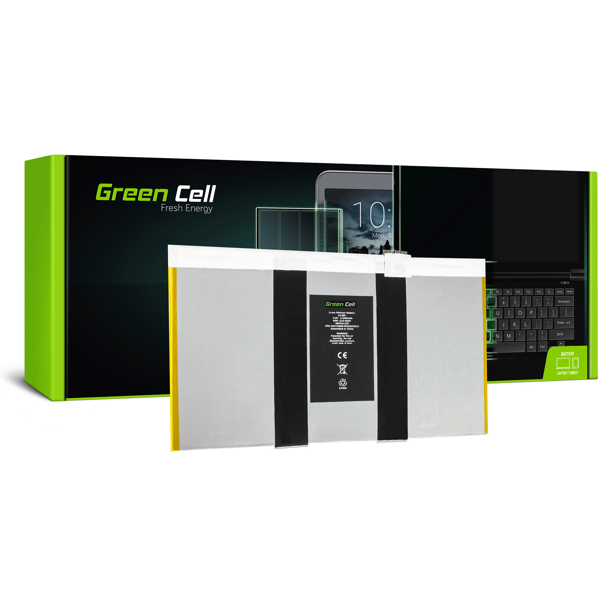 Green Cell TAB03 Baterie Apple A1389 pro Apple Apple iPad 3 A1430 A1416 A1403 3rd Gen iPad 4 A1460 A1458 A1459 4th Gen 11500mAh Li-Pol