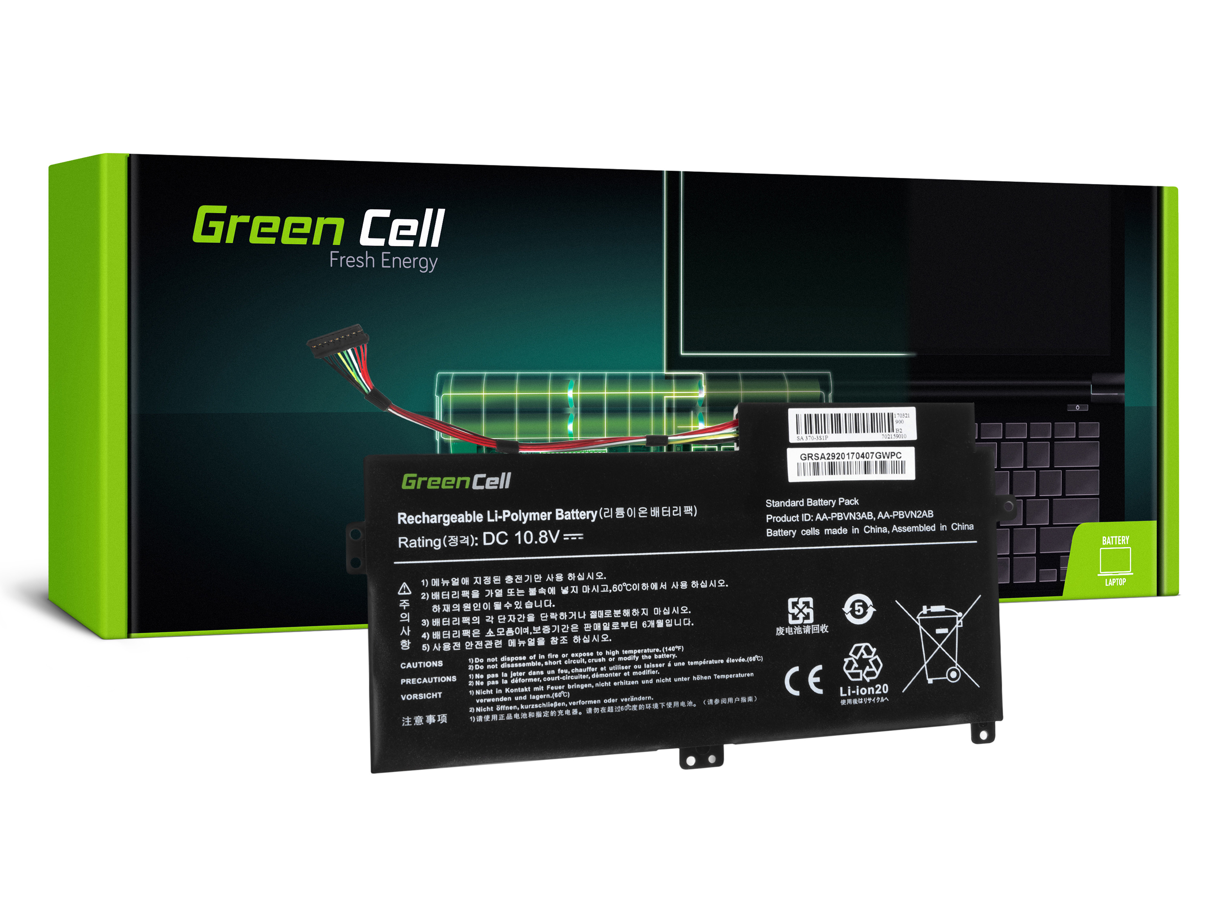 Green Cell SA29 Baterie Samsung AA-PBVN2AB AA-PBVN3AB Samsung 370R NP370R5E NP450R5E 3400mAh Li-Pol