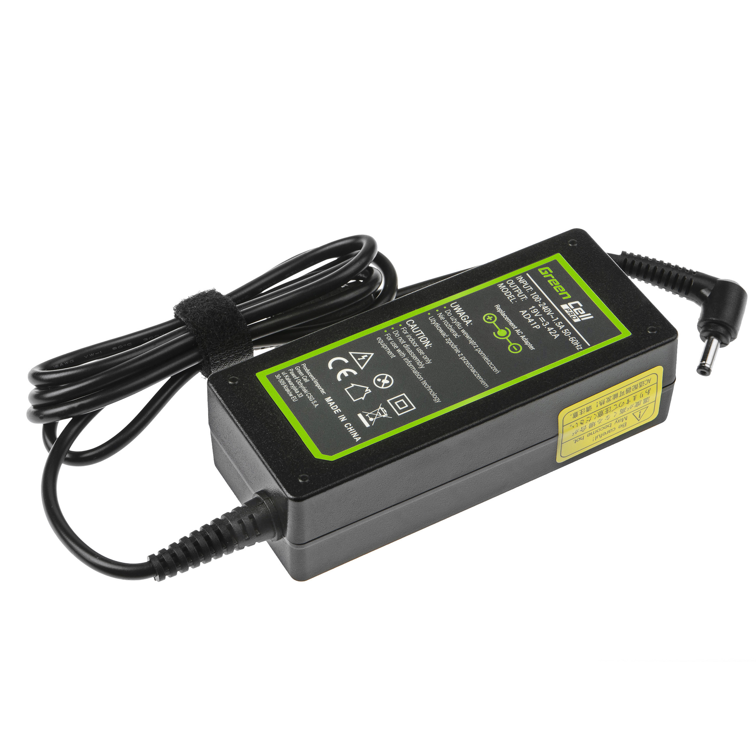 *Green Cell AD41P Adaptér Nabíječka pro Asus Vivobook S200 Zenbook UX21 UX32 | 19V | 3.42A | 65W | konektor 4.0mm-1.35mm
