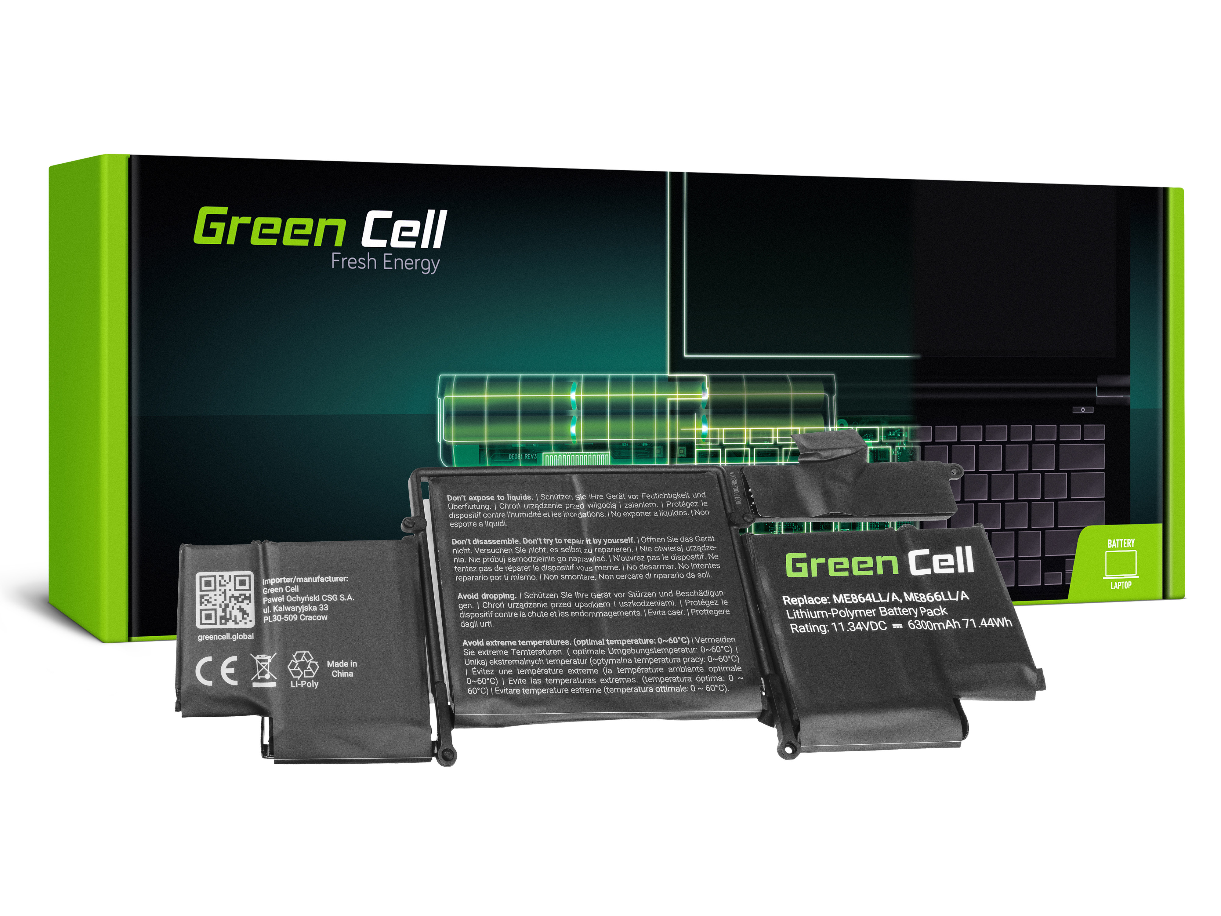Green Cell AP21 Baterie Apple A1493 , Apple MacBook Pro 13 A1502 (Late 2013, Mid 2014) 71.44Wh Li-Pol