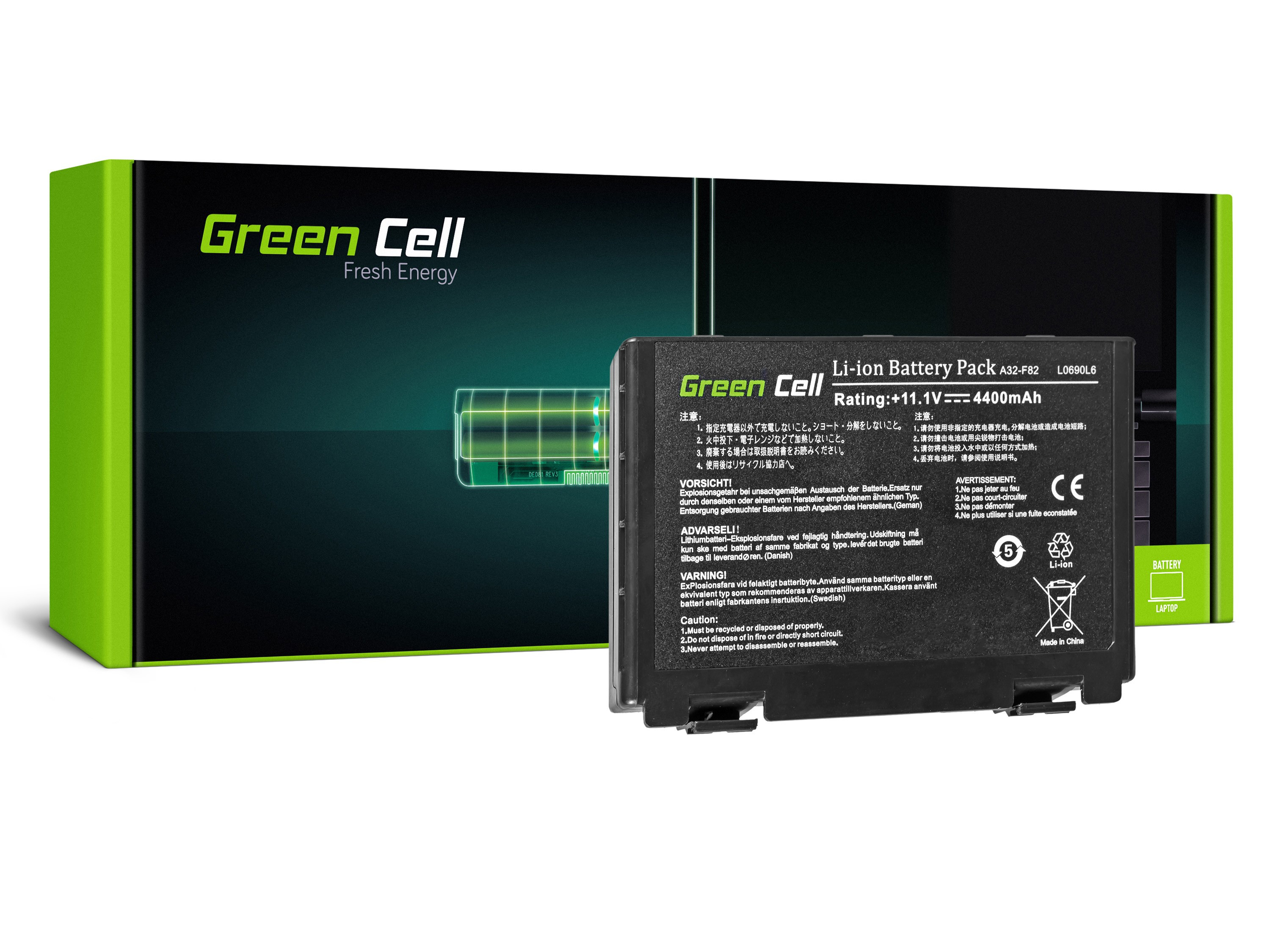 *Green Cell AS01 Baterie Asus A32-F82/A32-F52/Asus K40/K50IN/K50IJ/K61IC/K70IJ 4400mAh Li-ion