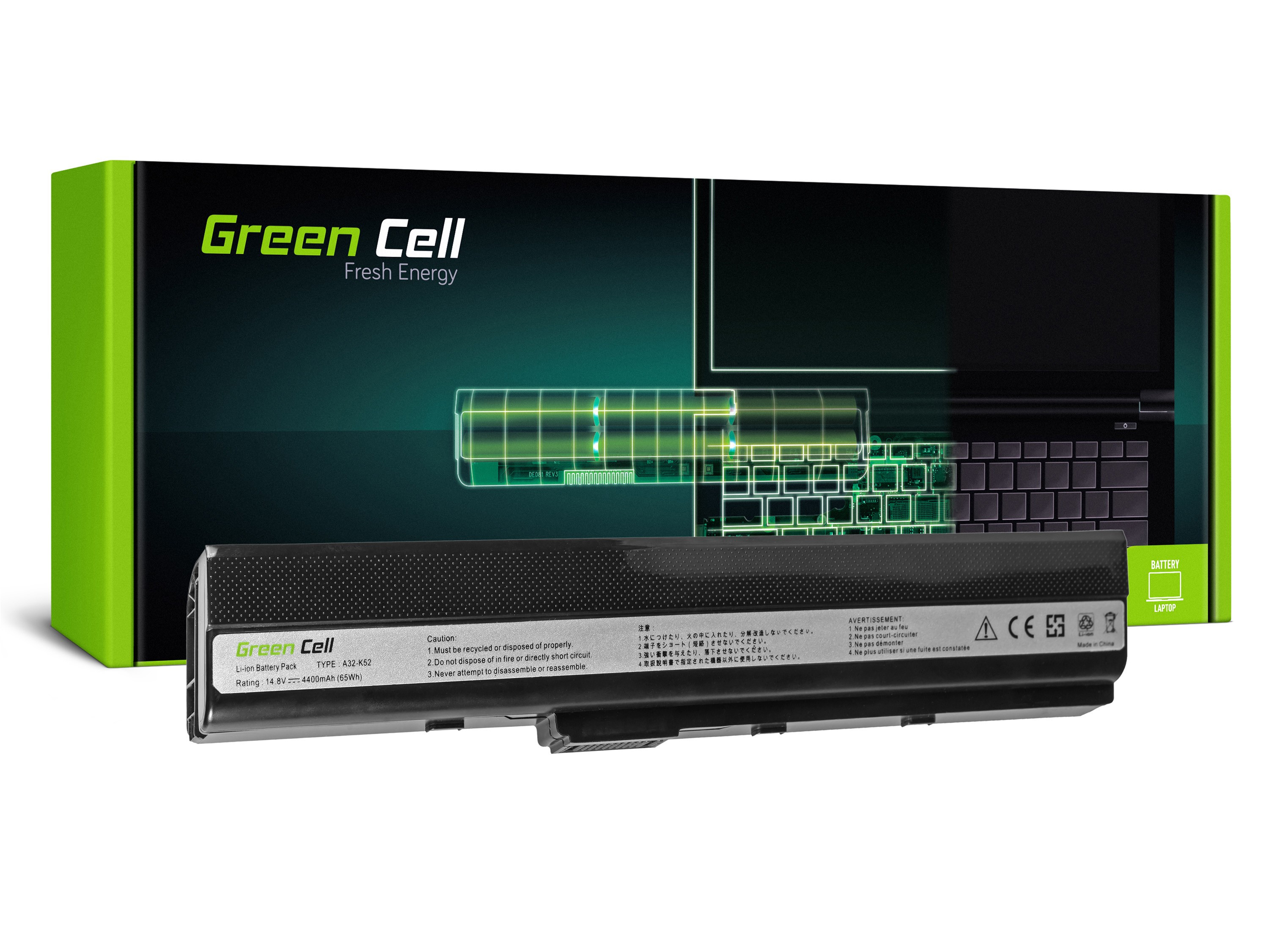 Green Cell AS10 Baterie Asus K52/K52J/K52F/K52JC/K52JR/K52N/X52/X52J/A52/A52F 4400mAh Li-ion