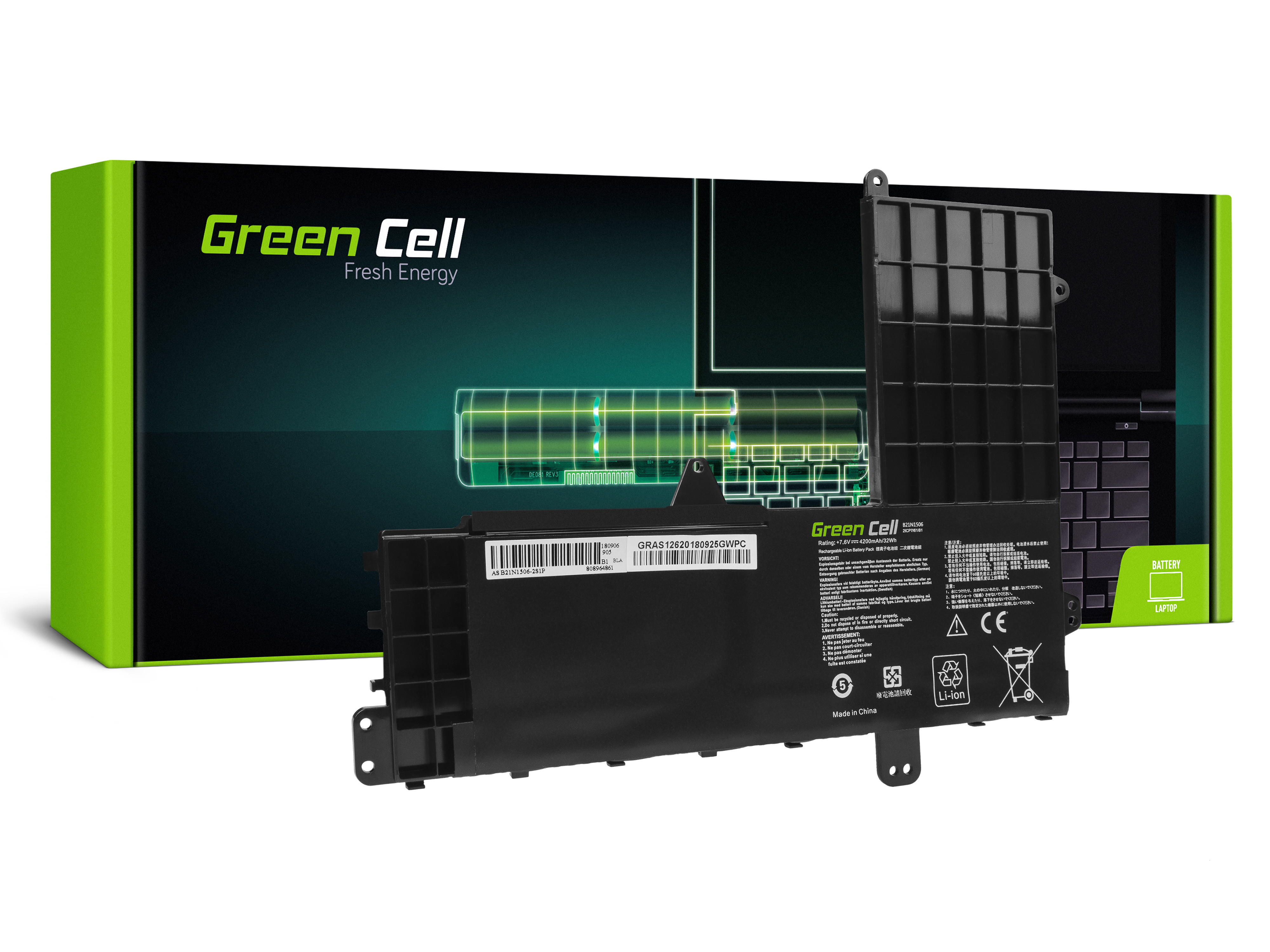 Green Cell AS126 Baterie Asus B21N1506/Asus EeeBook E502M/E502MA 4200mAh Li-Pol