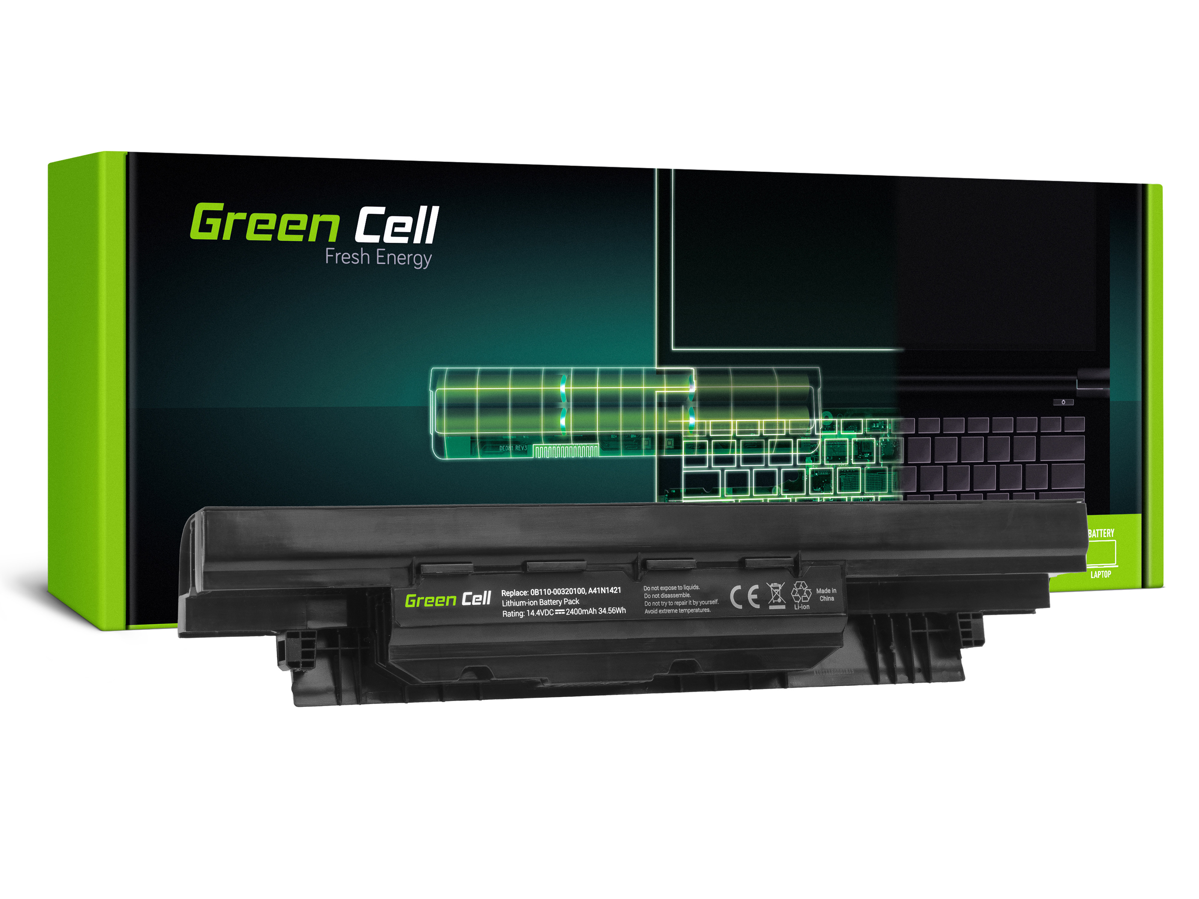 Green Cell AS127 Baterie Asus A41N1421 Asus P2420 P2420L P2420LA P2420LJ P2440U P2440UQ P2520 P2520L 2400mAh Li-Pol
