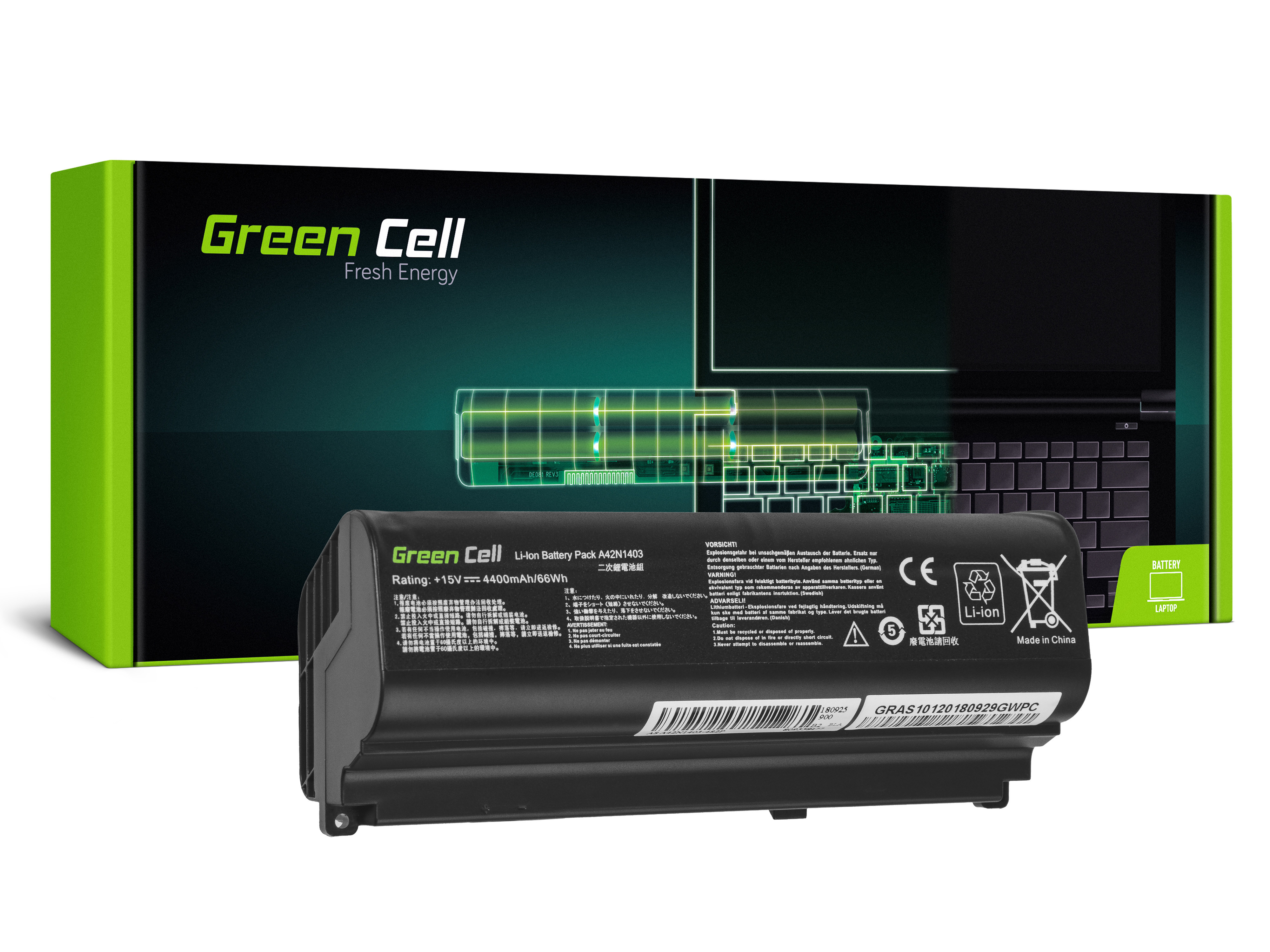 Green Cell AS128 Baterie Asus A42N1403/A42Nl403/Asus ROG/G751/G751JL/G751JM/G751JT 4400mAh Li-ion