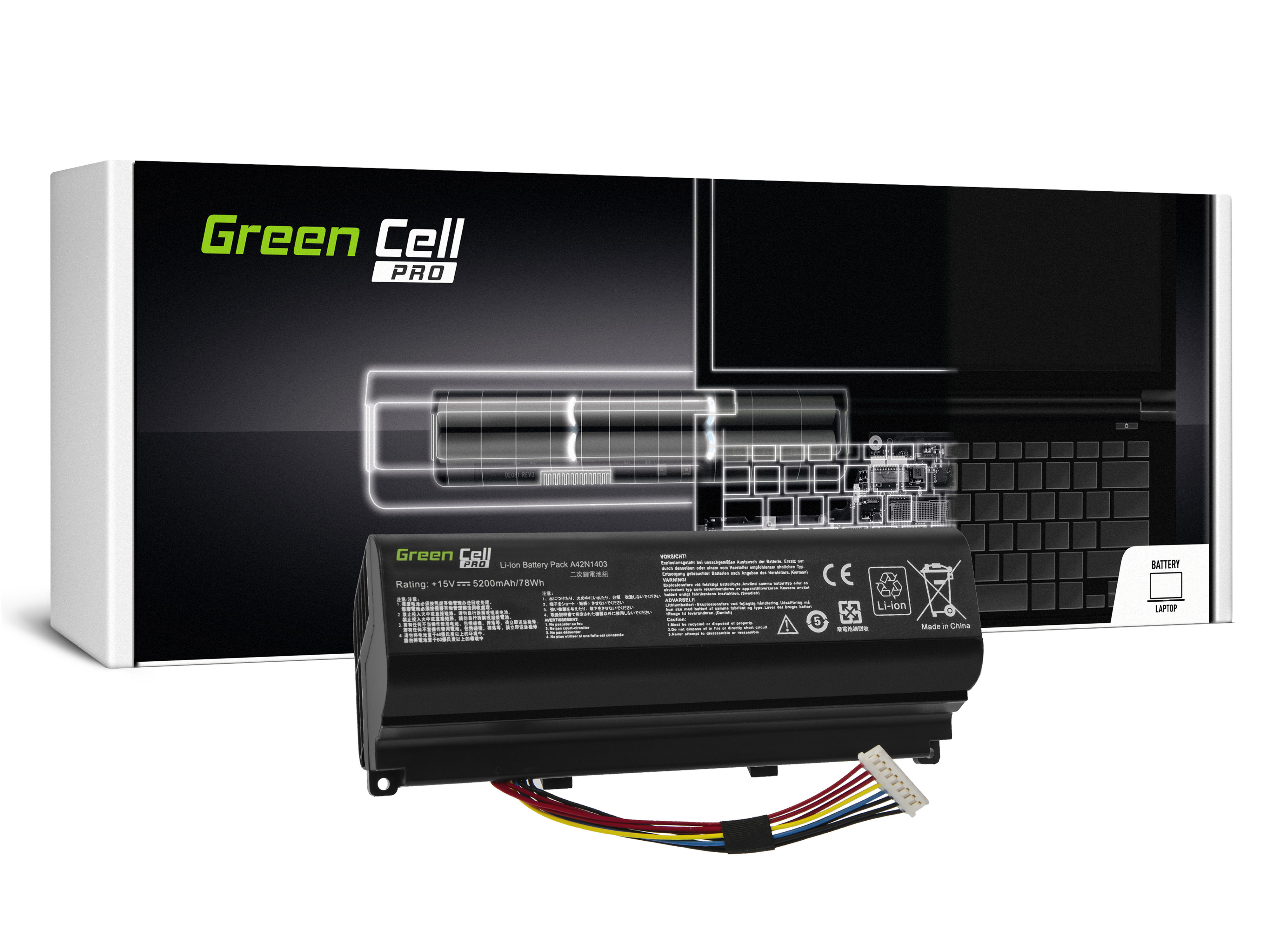 Green Cell AS128PRO Baterie Asus A42N1403, Asus ROG G751 G751J G751JL G751JM G751JT G751JY 5200mAh Li-ion