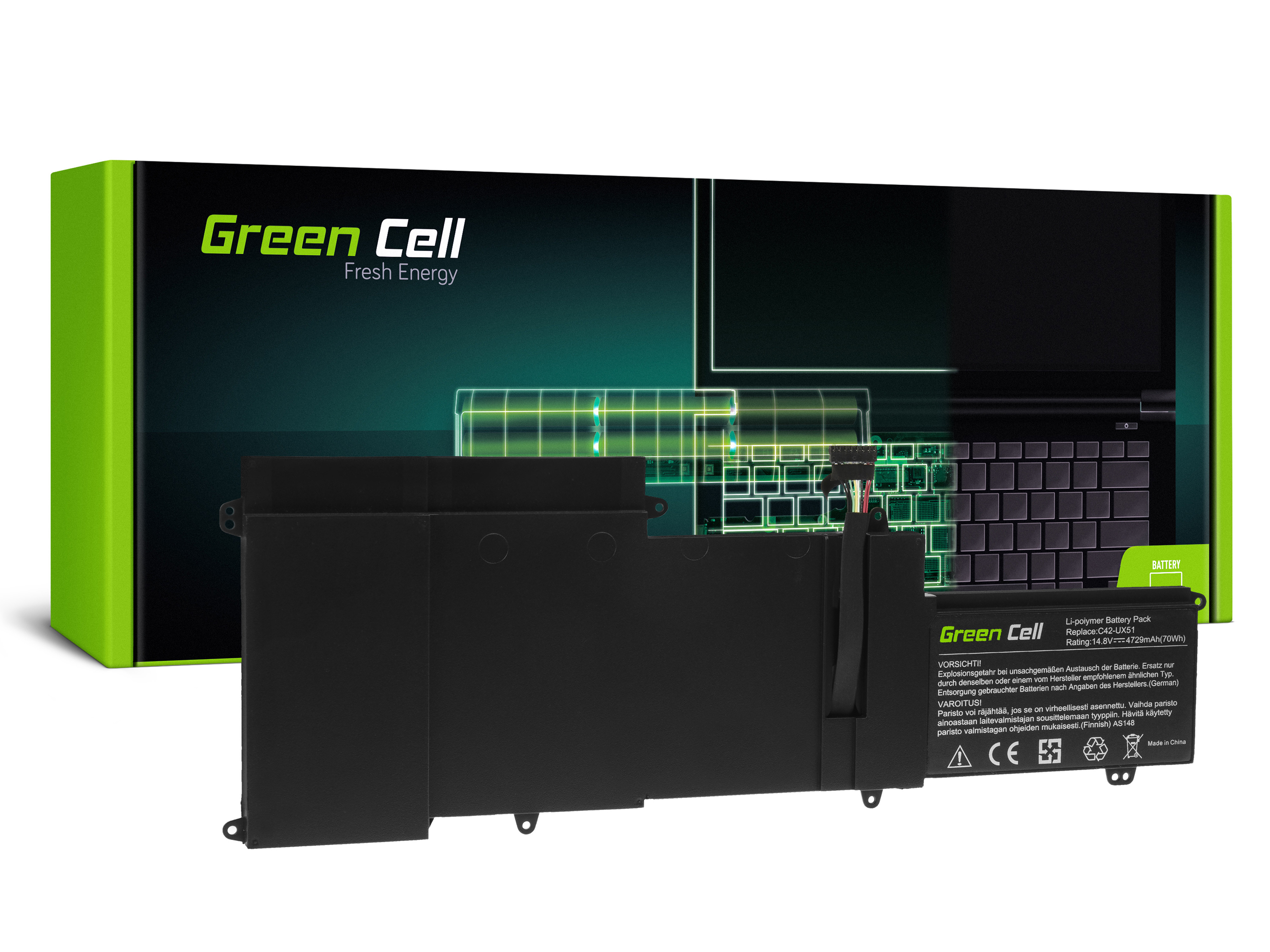 Green Cell AS148 Baterie Asus C42-UX51,Asus ZenBook UX51 UX51V UX51VZ 4729mAh Li-Pol – neoriginální