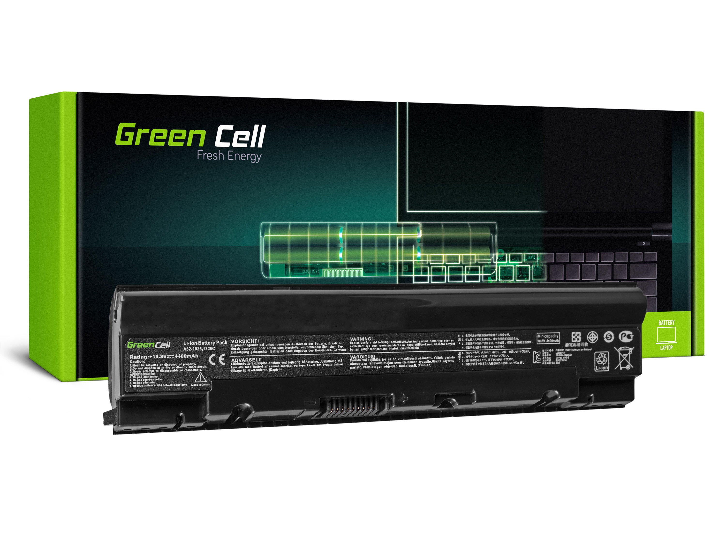 Green Cell AS40 Baterie Asus Eee-PC 1025/1025B/1025C/1025CE/1225/1225B/1225C 4400mAh Li-ion