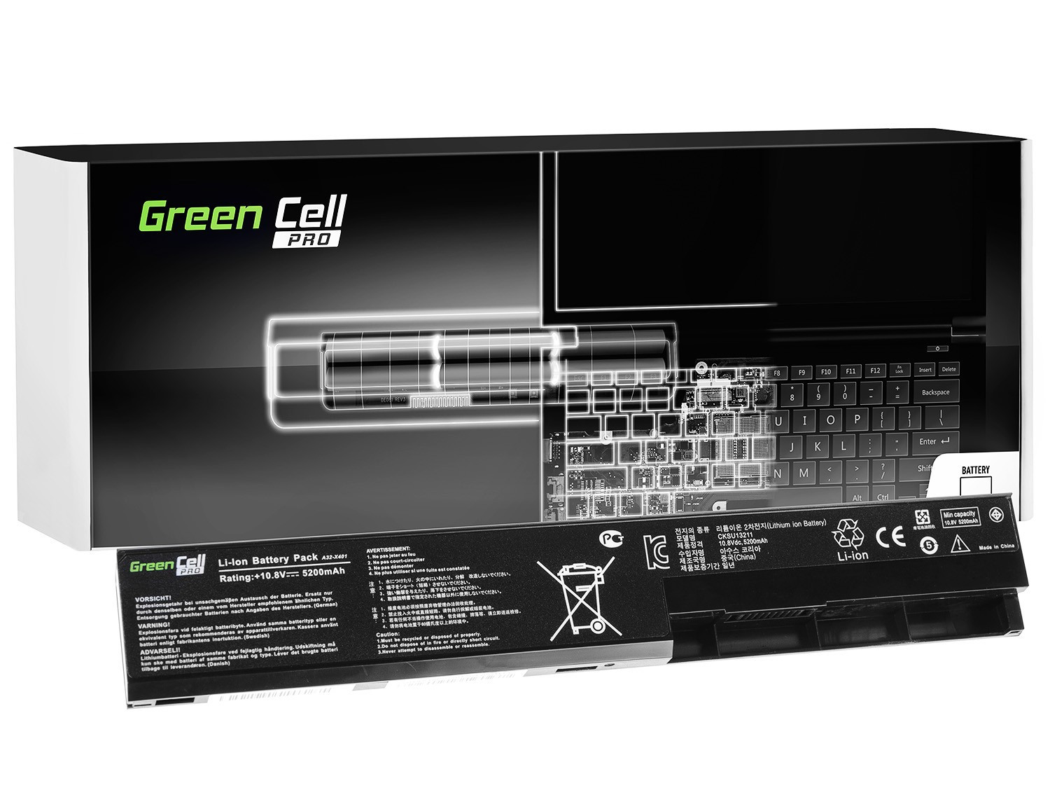 Green Cell AS49PRO Baterie Asus X401 X401A X401U X501 X501A X501U 5200mAh Li-ion