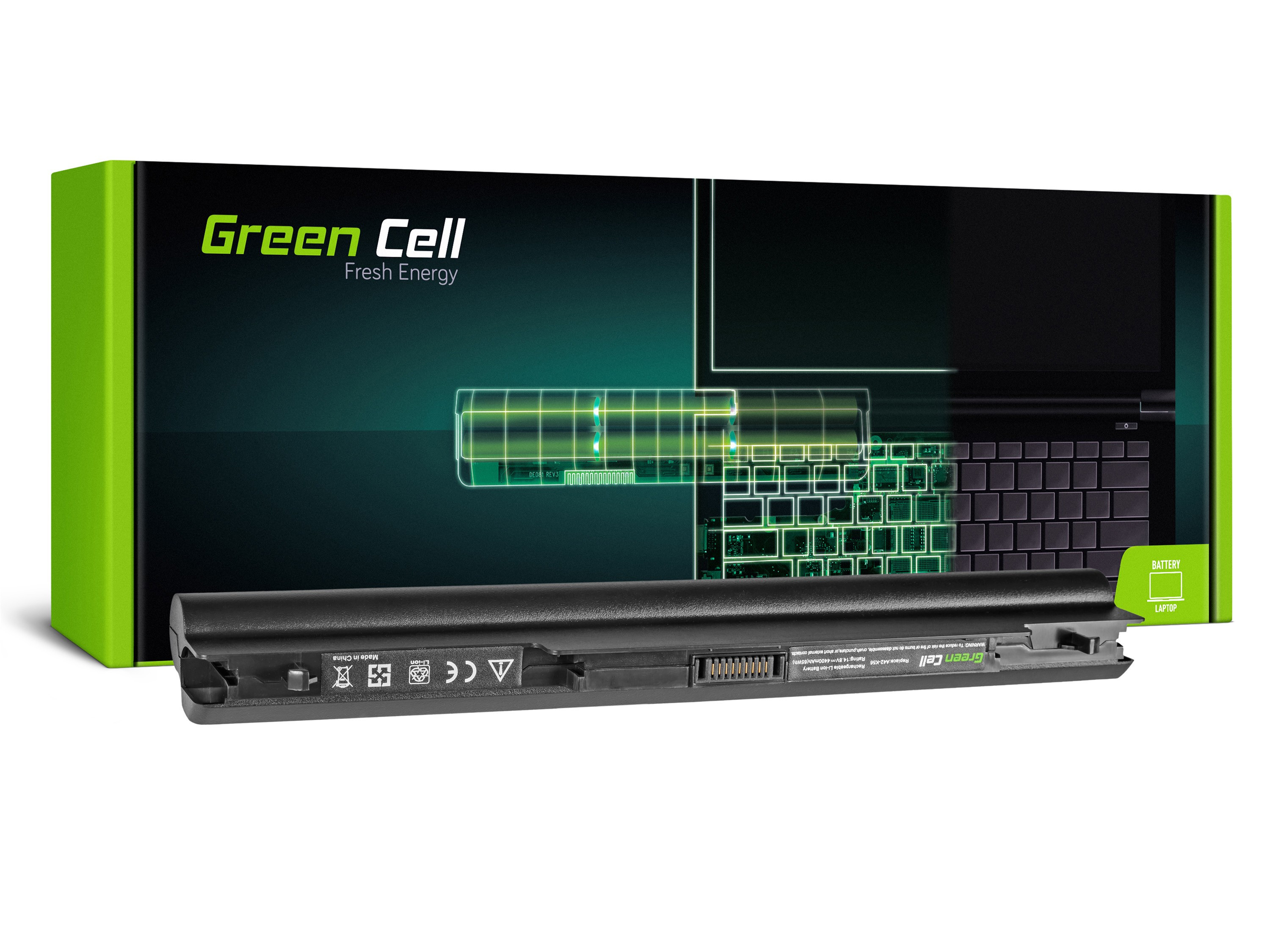 Green Cell AS62 Baterie Asus K56/K56C/K56CA/K56CB/K56CM/K56CM/K56V/S56/S405 4400mAh Li-ion