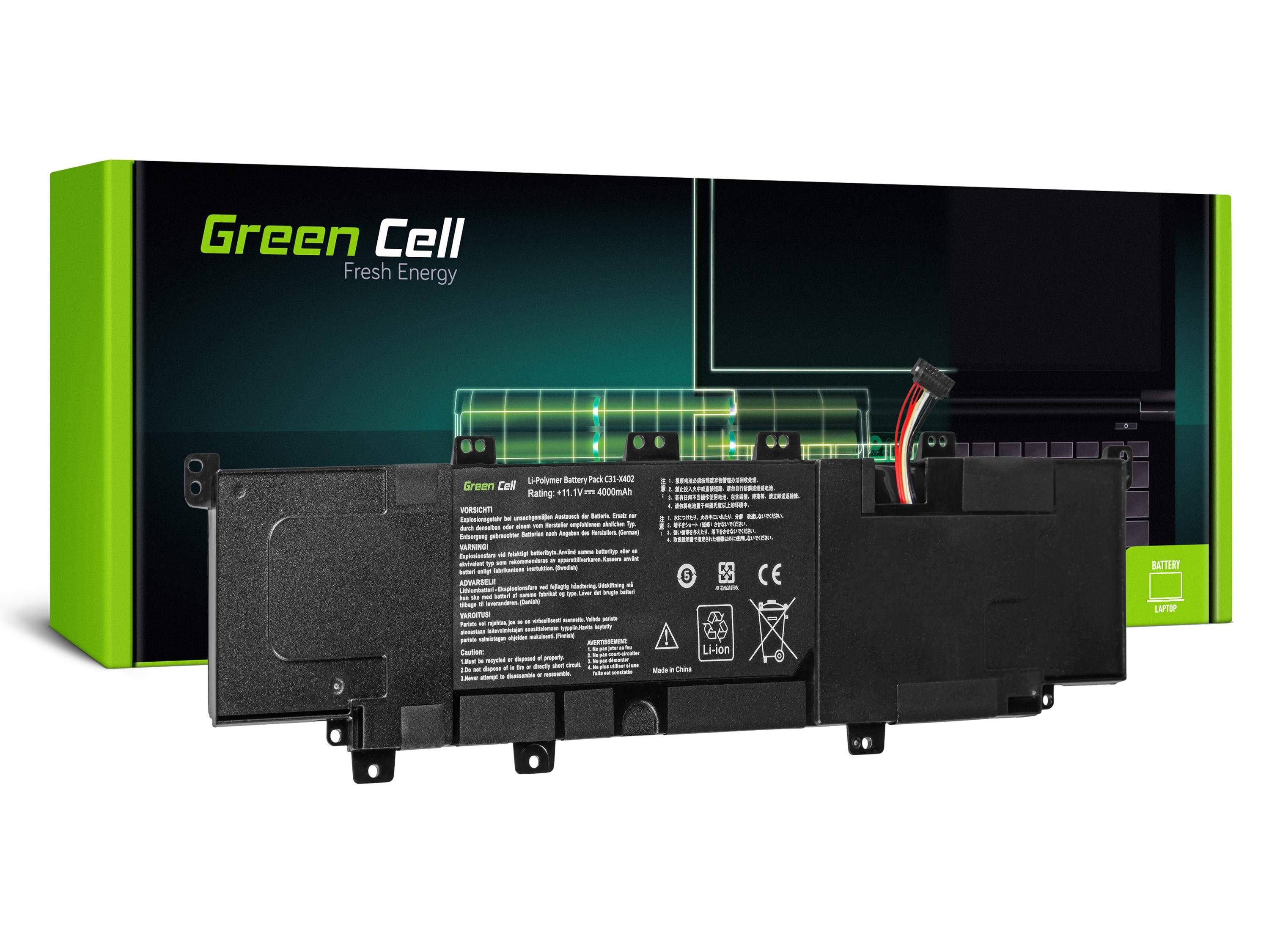 Green Cell AS87 Baterie Asus C31-X402 Asus VivoBook S300 S300C S300CA S400 S400C S400CA X402 X402C 3500mAh Li-Pol