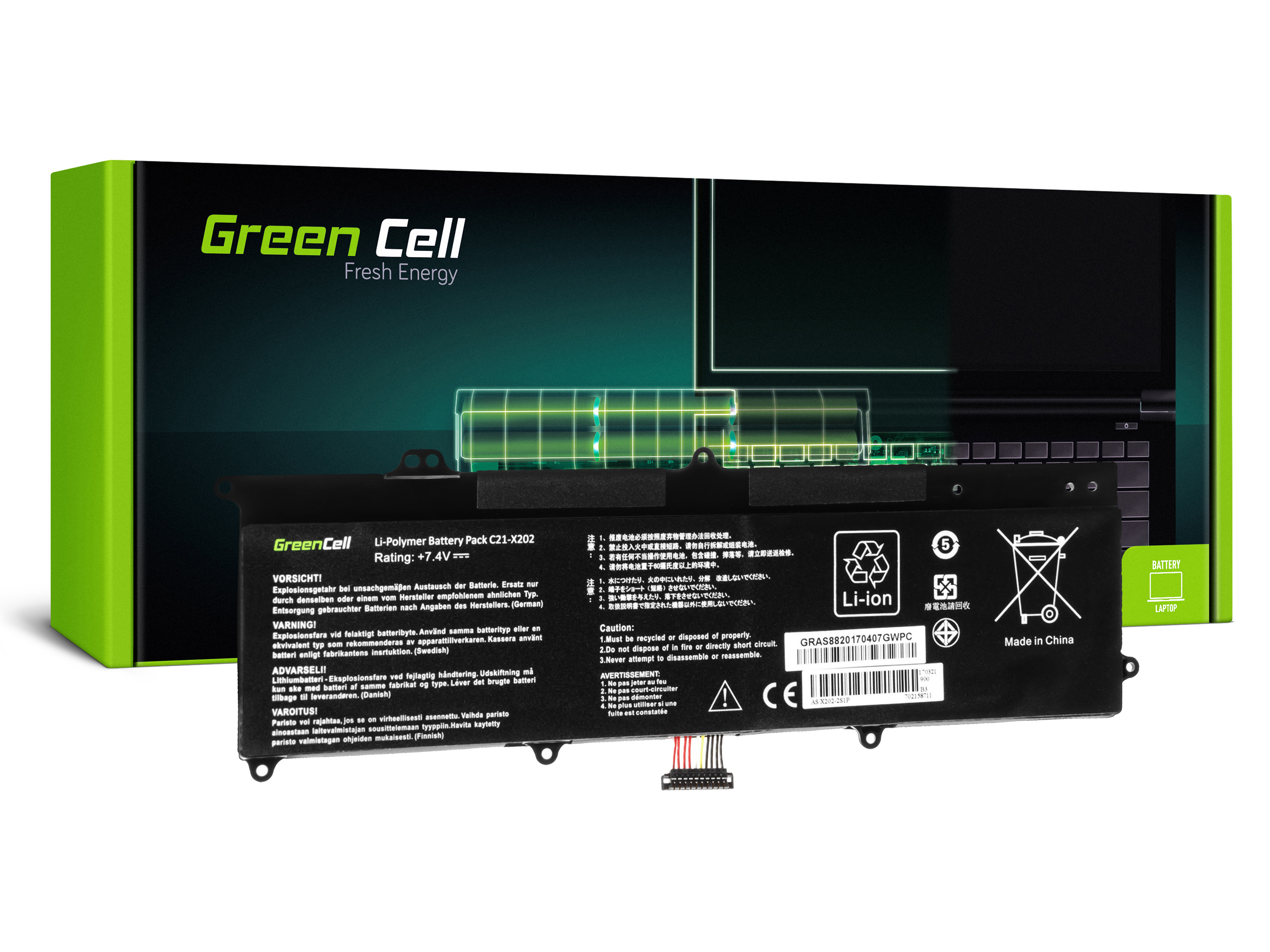 **Green Cell AS88 Baterie Asus X201E/F201E/VivoBook F202E/Q200E/S200E/X202E 4500mAh Li-Pol