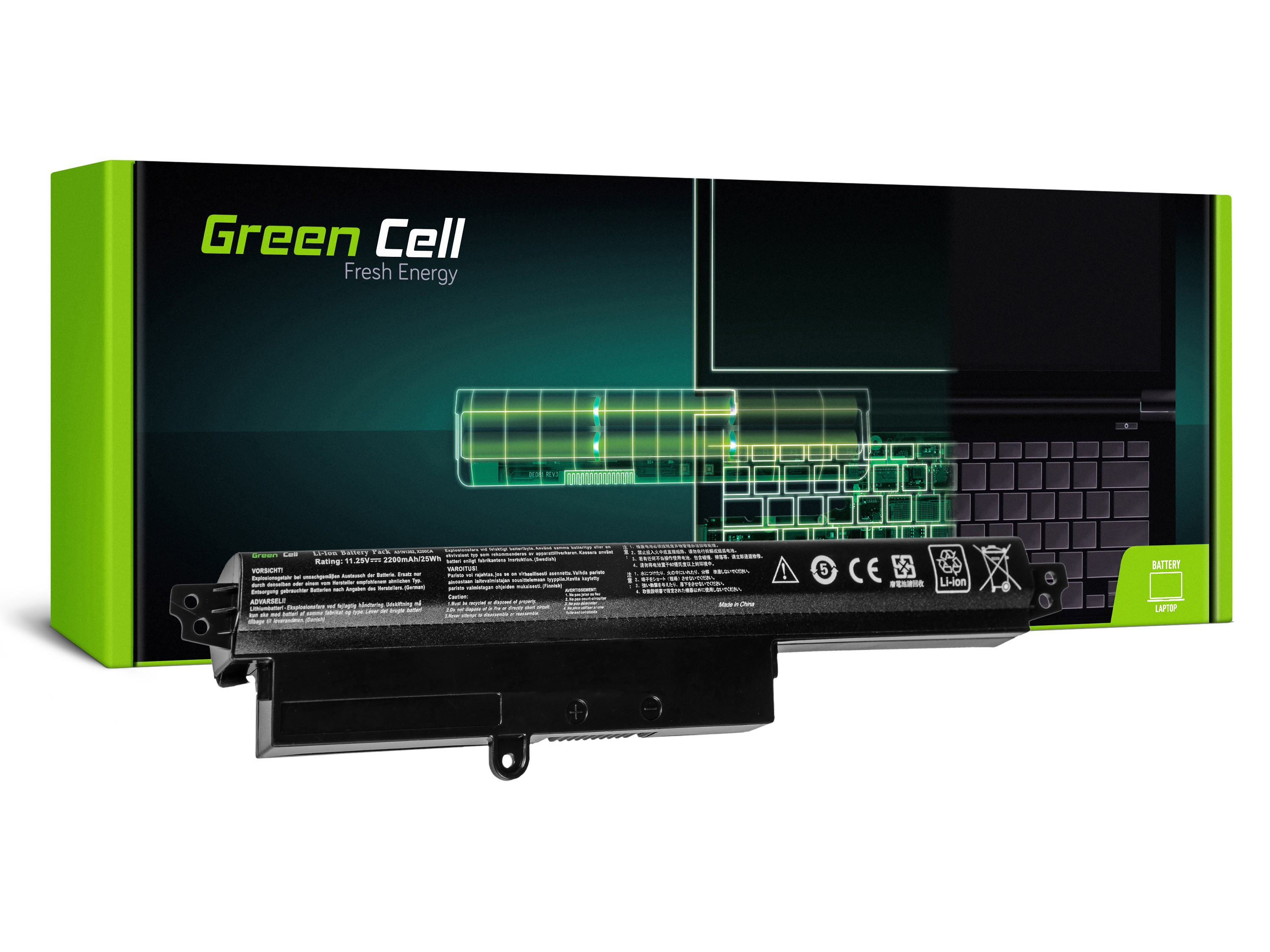 *Green Cell AS91 Baterie Asus X200/X200C/X200L/X200M/K200MA VivoBook F200/F200C 2200mAh Li-ion