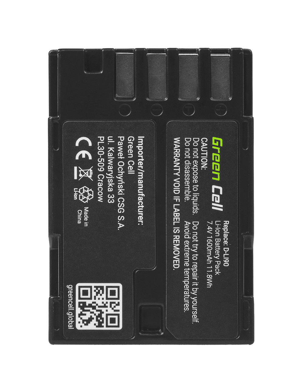 EOL-Green Cell Camera Battery D-LI90 for Pentax K-01 K-3 K-3 II K-3 III K-5 K-5 II K-7 645 645D 645Z, Full Decoded 7.4V 1600mAh