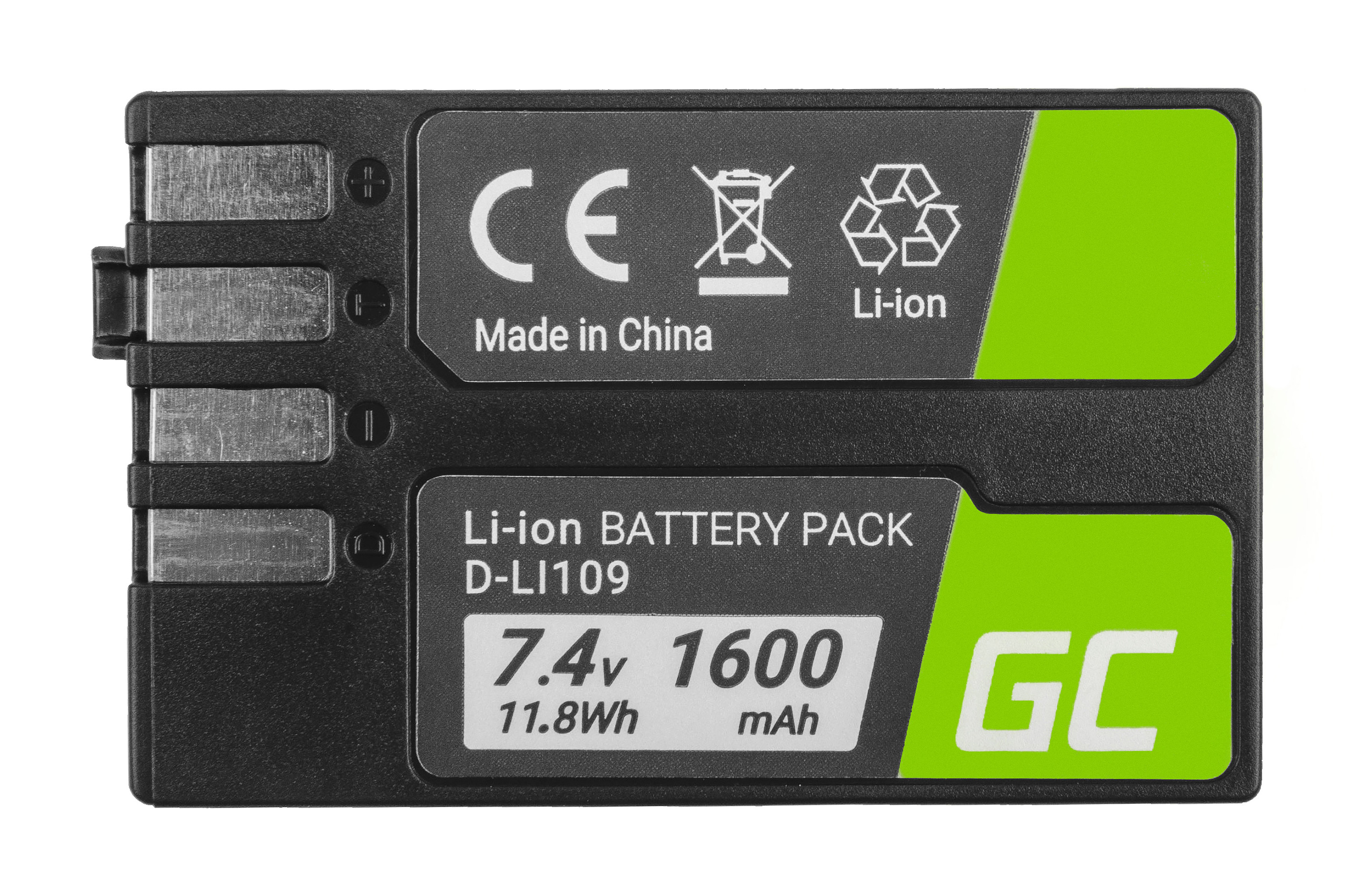 *Baterie Green Cell Pentax D-Li109 DLi109, pro Pentax K-r, K-2, K-30, K-50, K-500, K-S1, K-S2 7.4V 1600mAh Li-ion