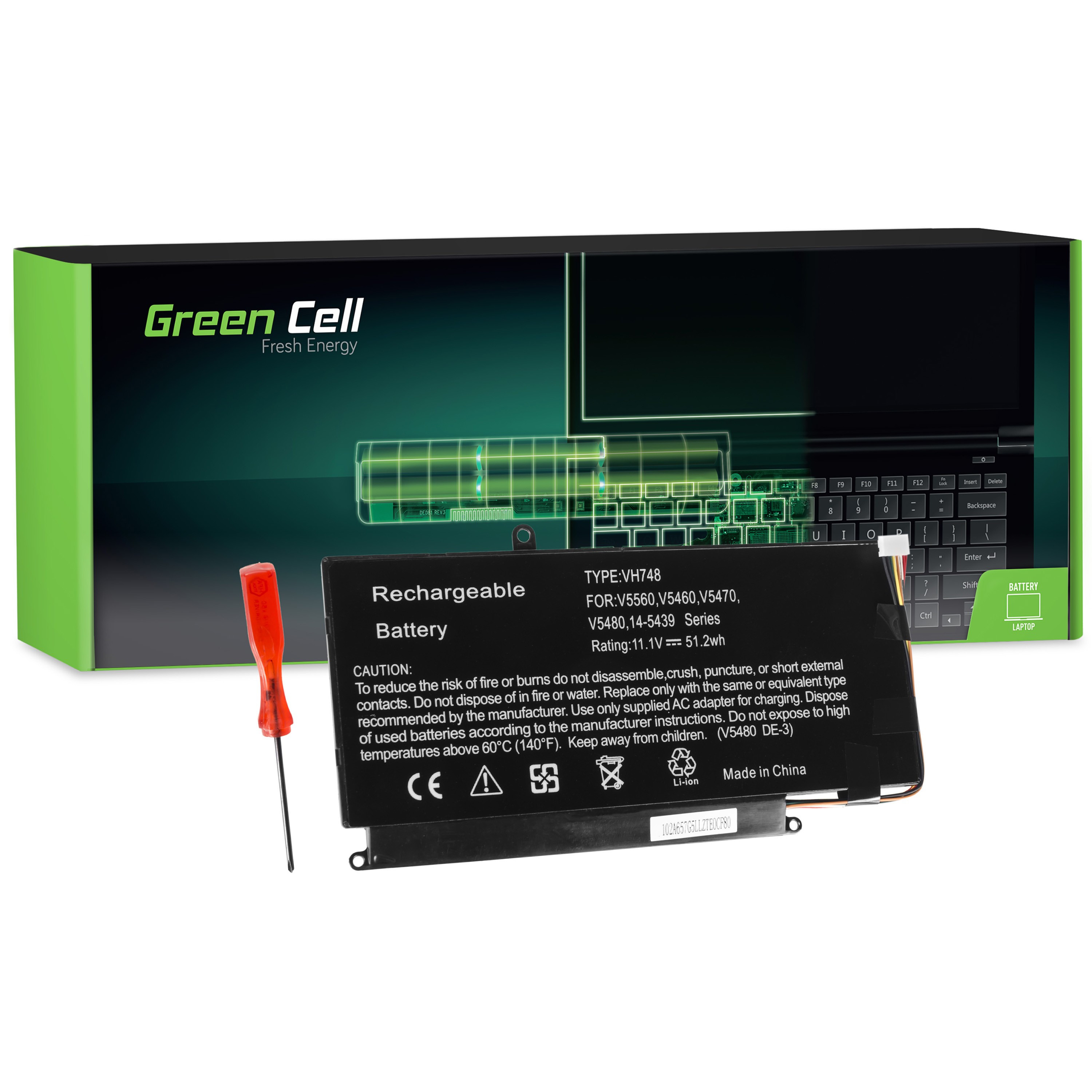Green Cell DE105 Baterie Dell Vostro 5460/5470/5480/5560/Dell Inspiron 14 5439 4600mAh Li-Pol