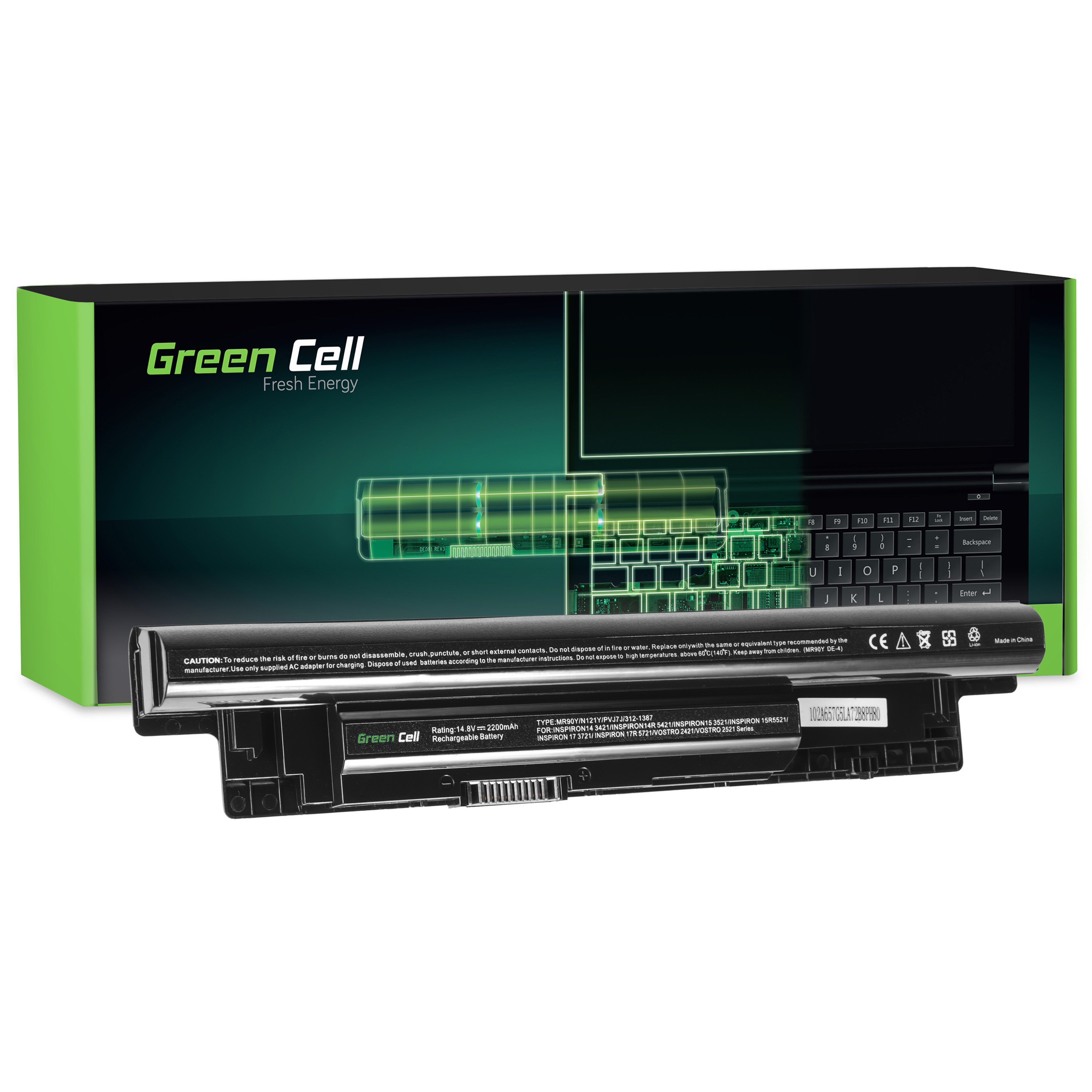 Green Cell DE109 Baterie Dell Inspiron 15/3521/3537/15R/5521/5535/17/3721/5749/17R 2200mAh Li-ion
