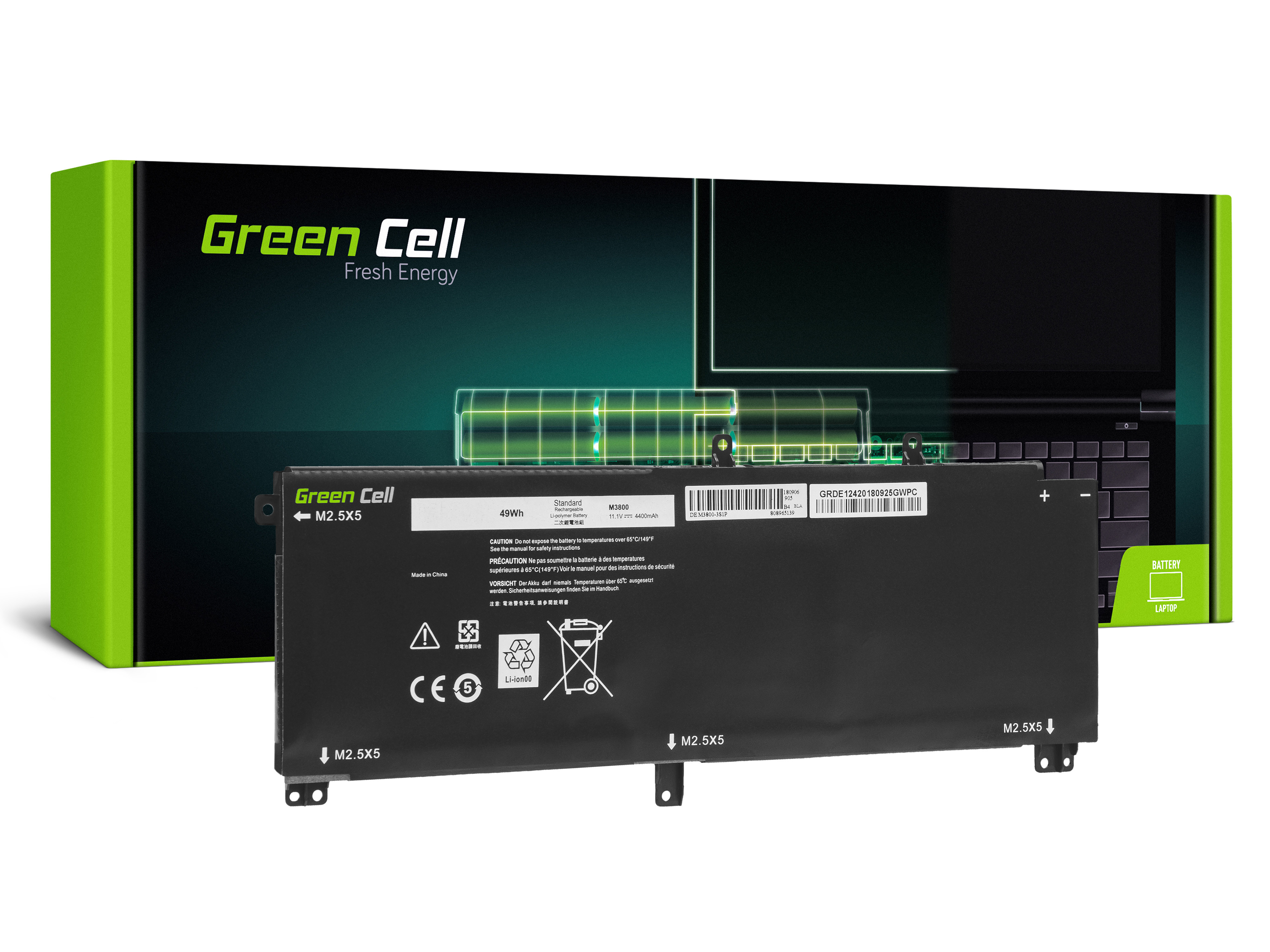 Green Cell DE124 Baterie Dell 02YVP1/0JHXPY/245RR /2YVP1/JHXPY /T0TRM/TOTRM/XPS 15 4400mAh Li-Pol