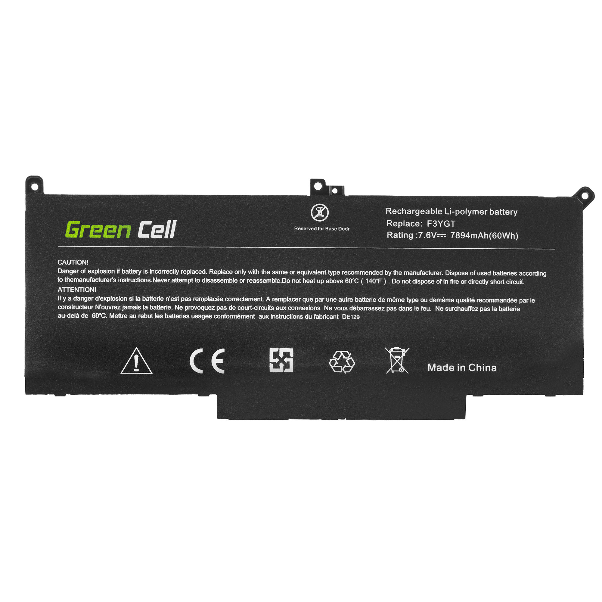 Green Cell DE129 Baterie Dell F3YGT,Dell Latitude 7280 7290 7380 7390 7480 7490 7894mAh Li-Pol