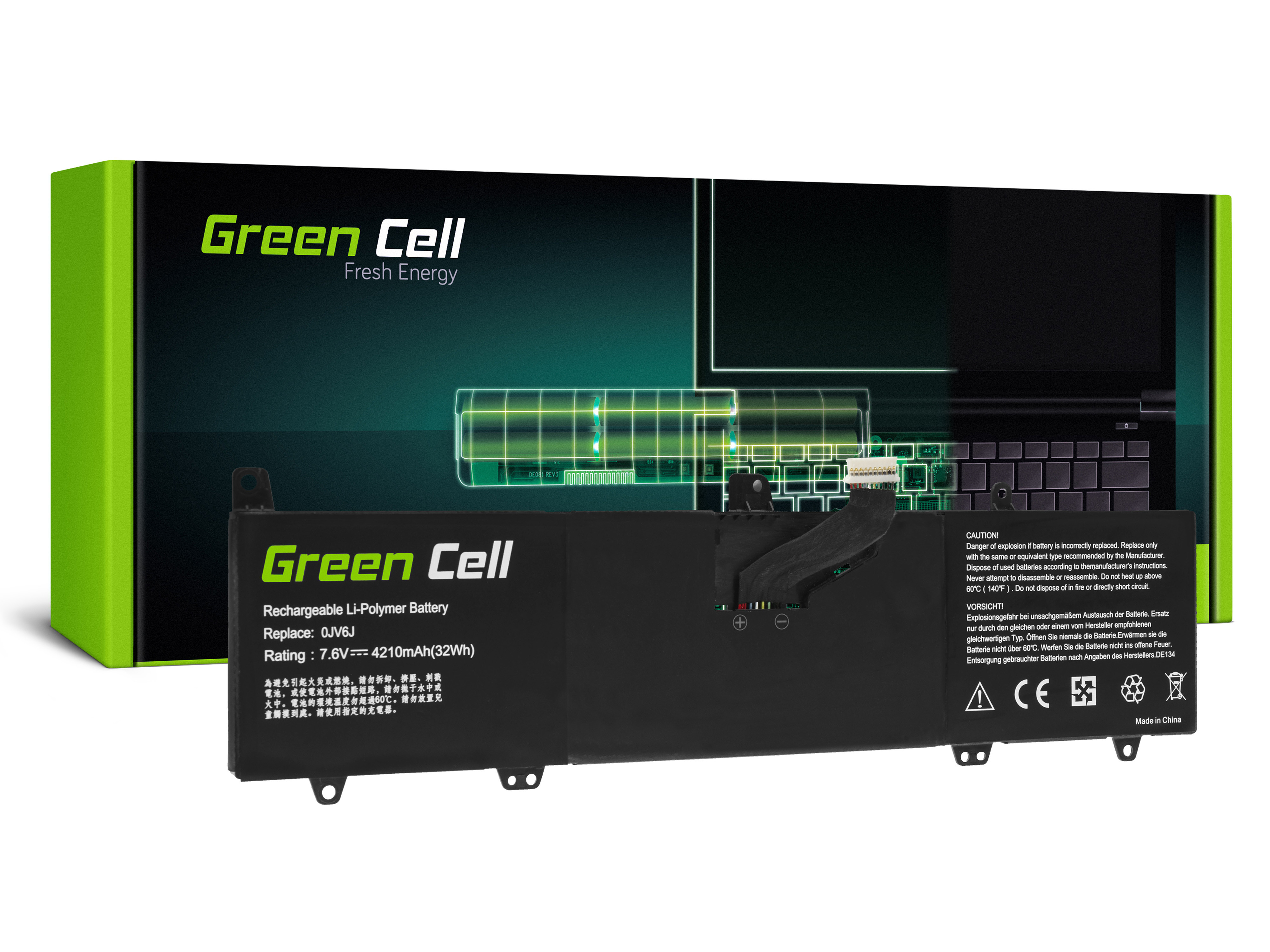 Green Cell DE134 Baterie Dell 0JV6J,Dell Inspiron 11 3162 3164 3168 3169 3179 3180 3185 4210mAh Li-Pol – neoriginální