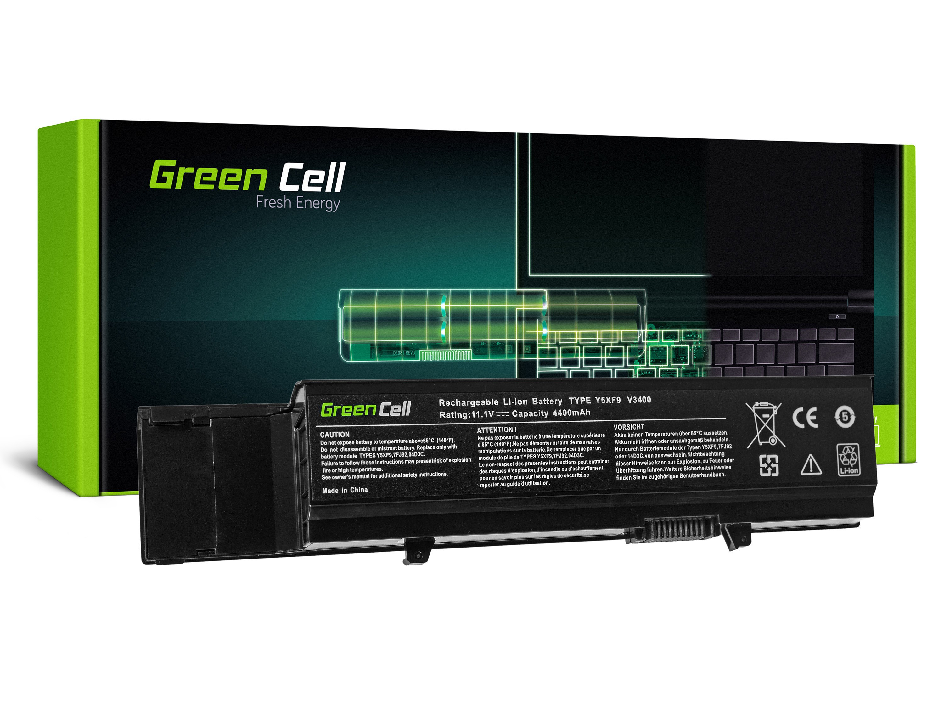 Green Cell DE19 Baterie Dell Vostro 3400/3500/3700/Inspiron 3700/8200 4400mAh Li-ion