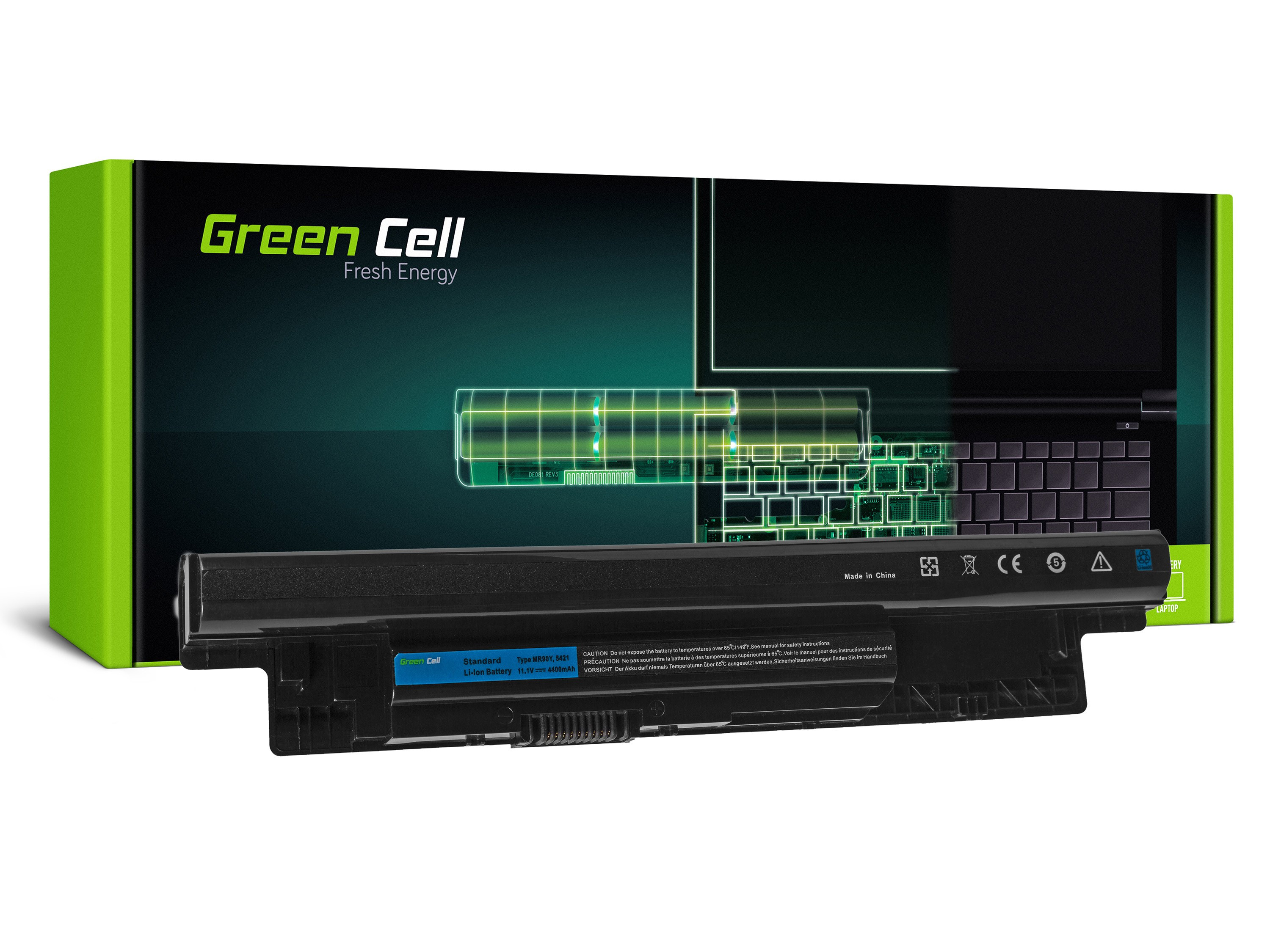 *Green Cell DE69 Baterie Dell MR90Y/Dell Inspiron 14/15/3521/15R/5521/5537/17/5749 4400mAh Li-ion