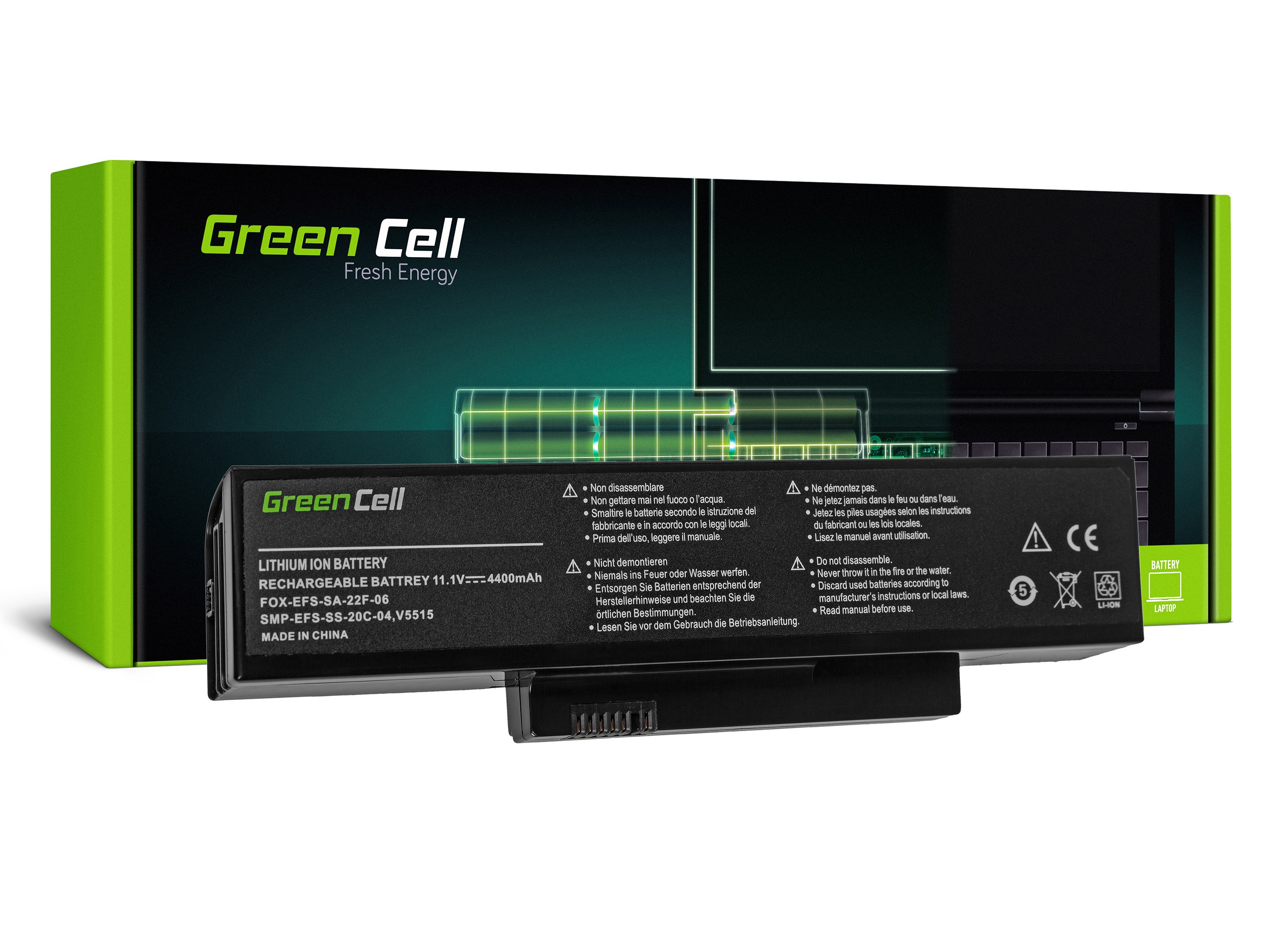 Green Cell FS05 Baterie Fujitsu-Siemens Esprimo Mobile V5515 V5535 V5555 V6515 V6555 4400mAh Li-ion