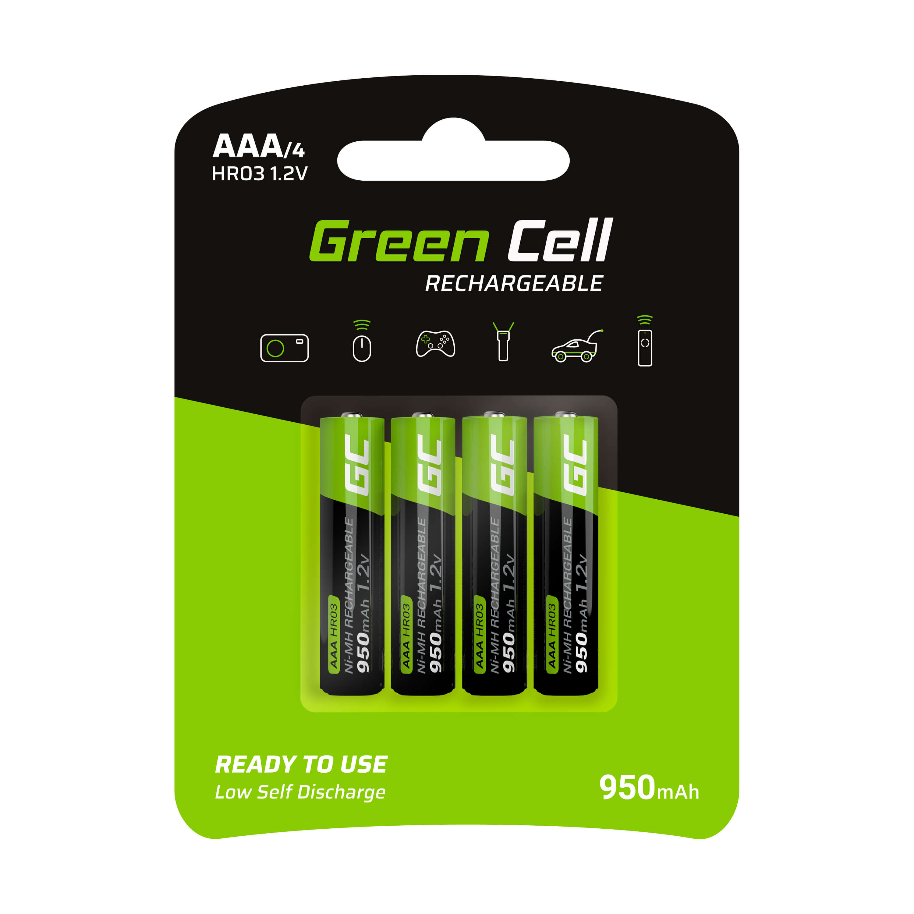 *Green Cell Dobíjecí baterie Ni-MH 4x AAA HR03 950mAh