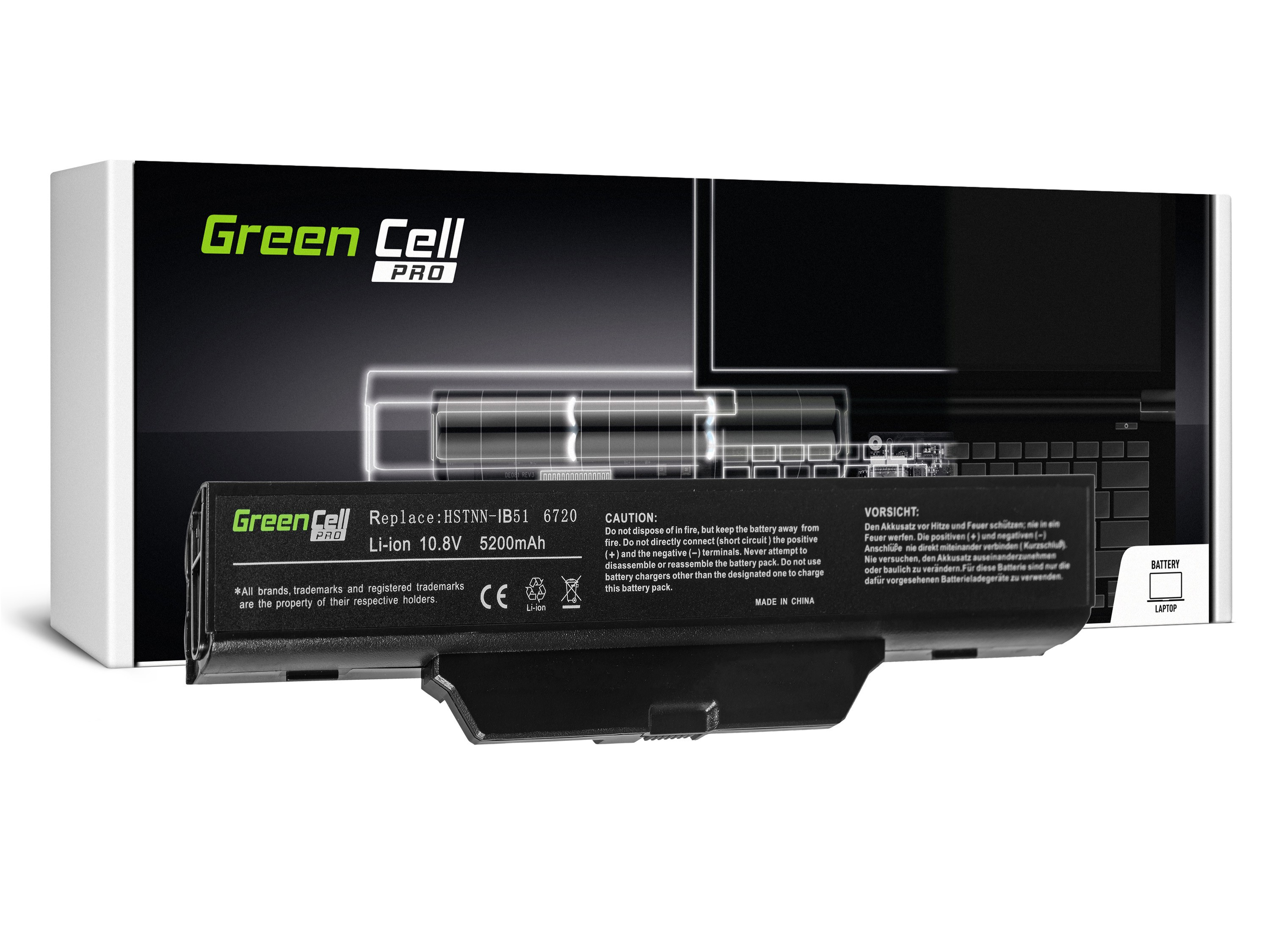 Green Cell HP08PRO Baterie HP 550 COMPAQ 610 6720s 6730s 6735s 6830s 5200mAh Li-ion