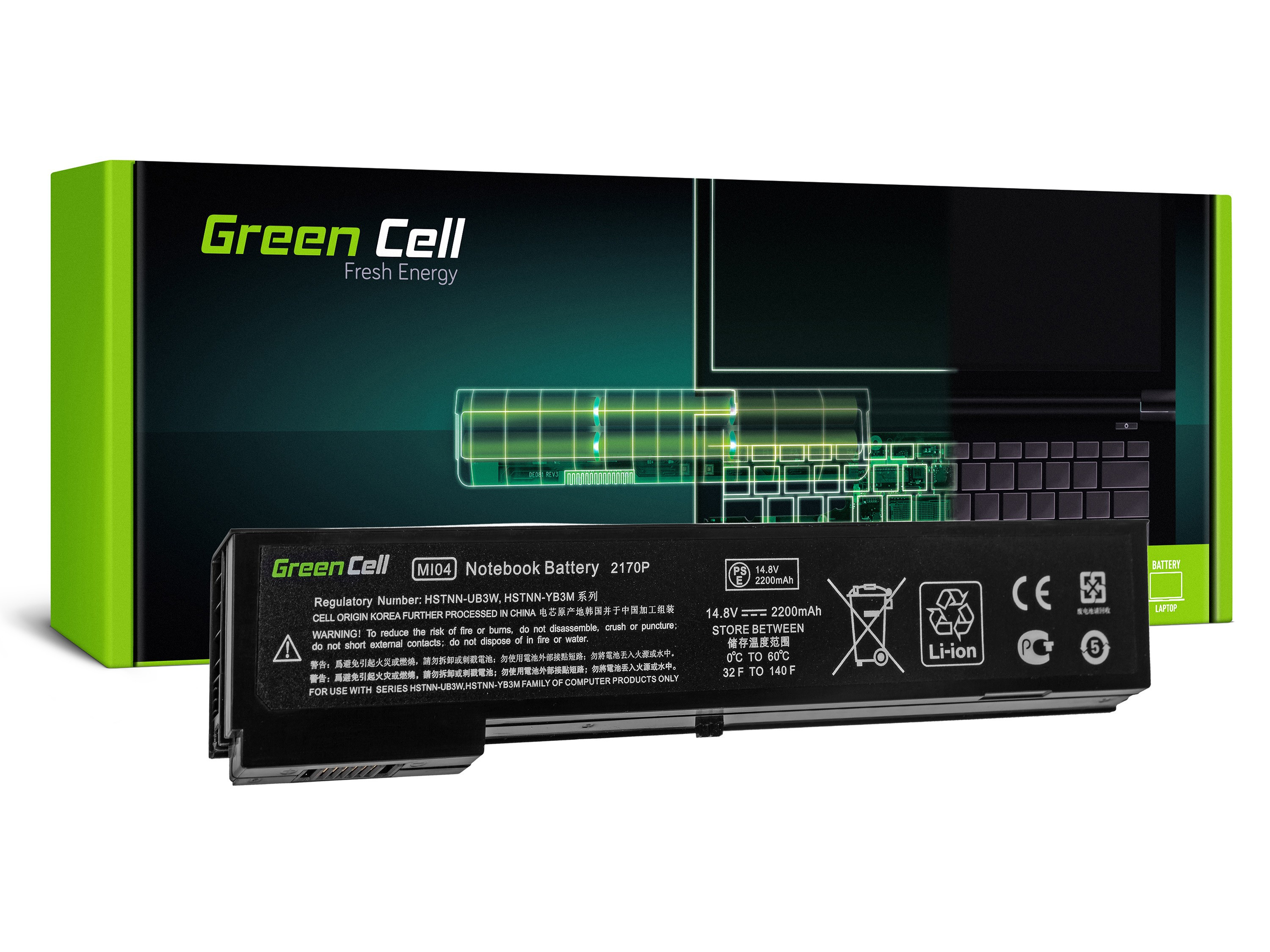 Green Cell HP101 Baterie HP MI06 HSTNN-UB3W HP EliteBook 2170p 2200mAh Li-ion