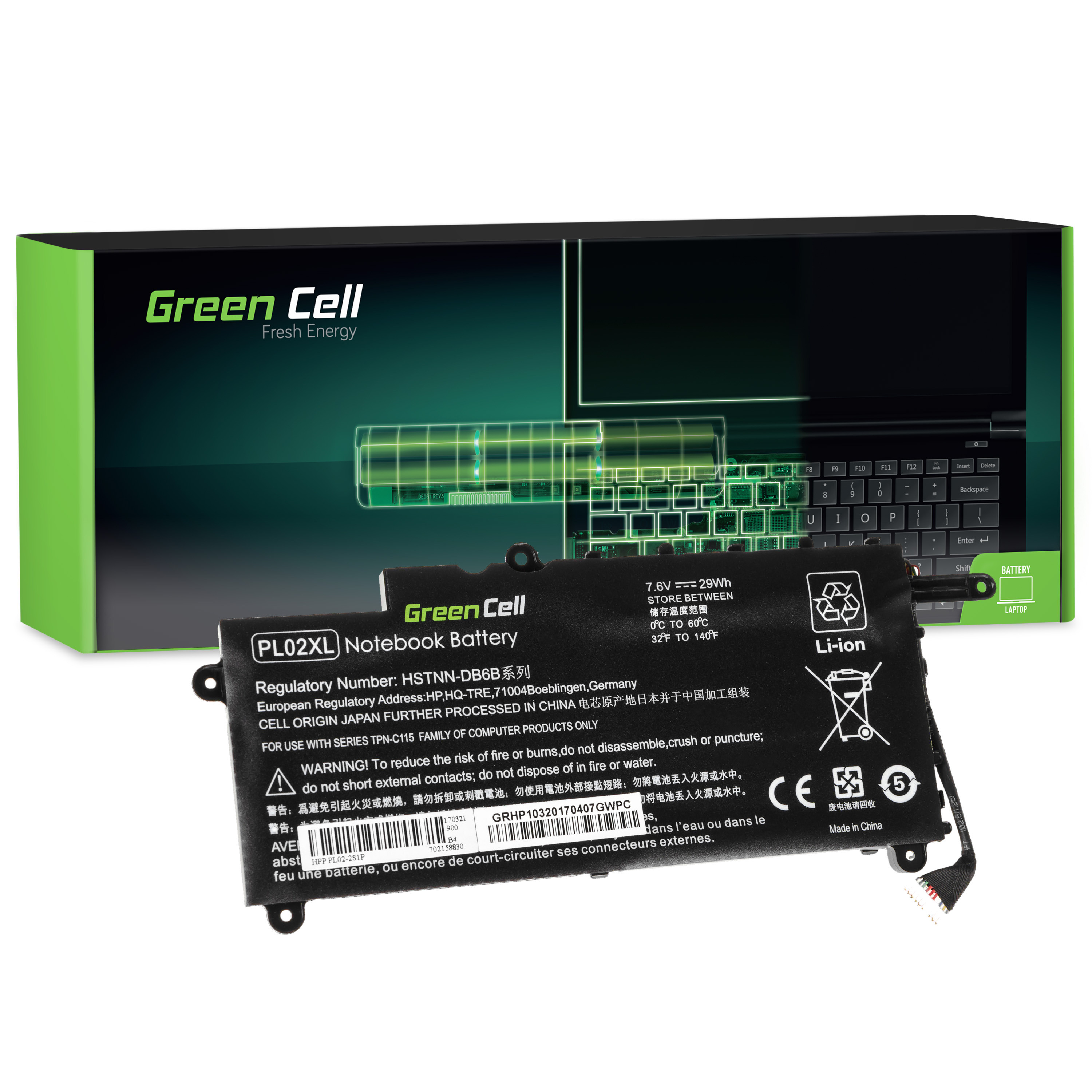 Green Cell HP103 Baterie HP PL02XL HP Pavilion x360 11-N HP x360 310 G1 3800mAh Li-Pol