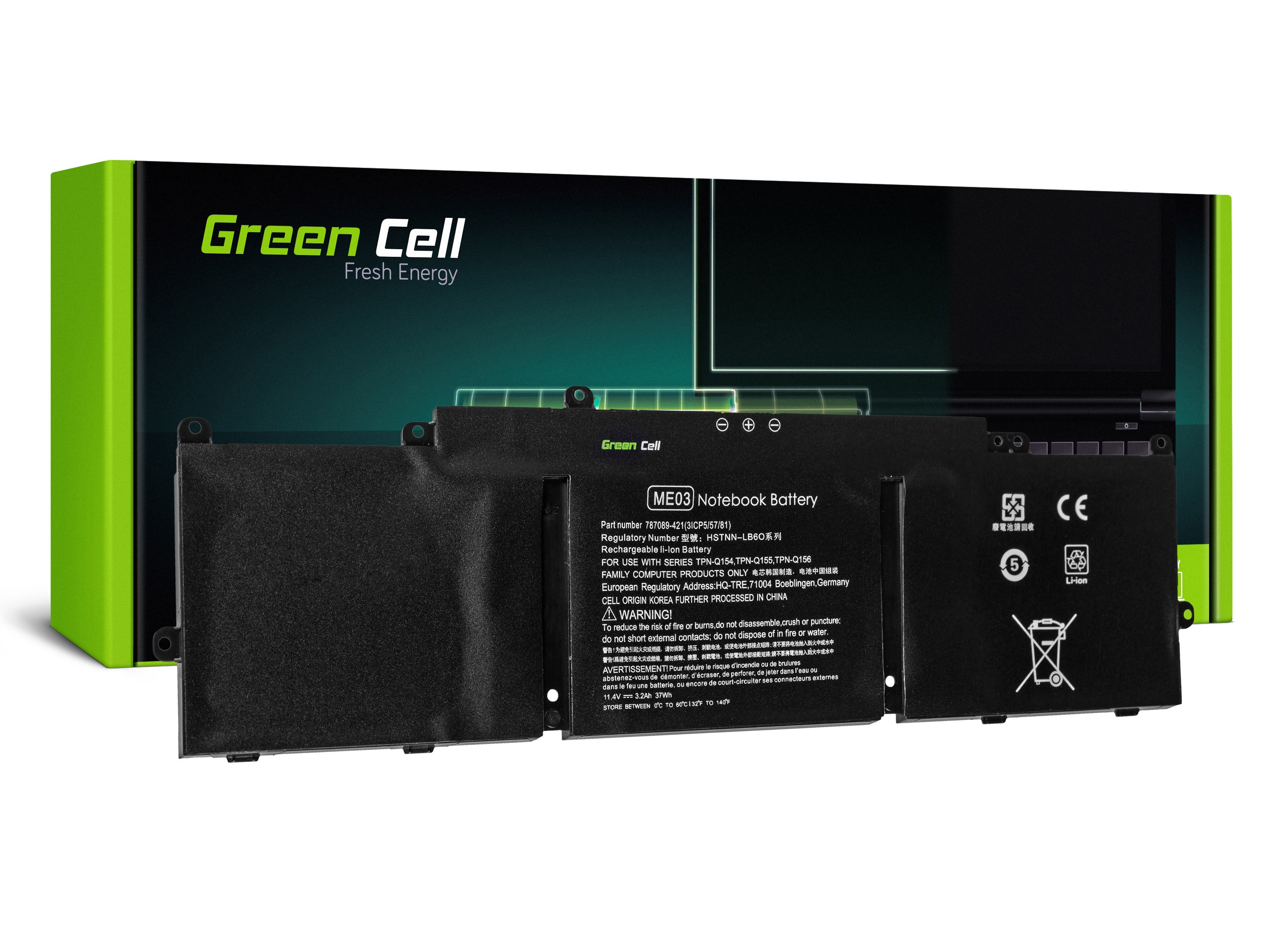 Green Cell HP111 Baterie HP ME03XL HSTNN-LB6O 787089-421 787521-005 HP Stream 11 Pro 11-D 13-C 3200mAh Li-ion
