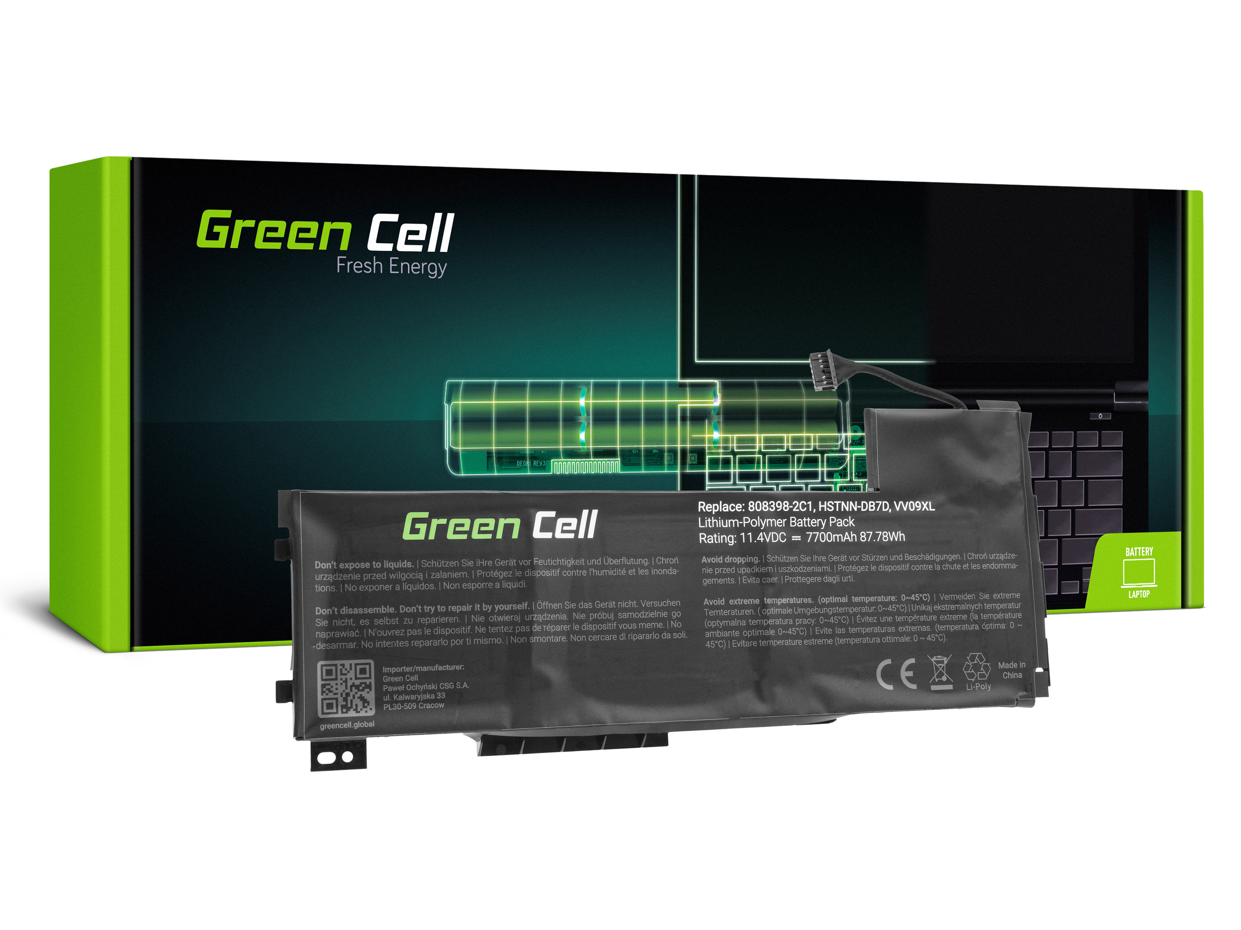 Green Cell HP136 Baterie HP VV09XL HP ZBook 15 G3 G4 7700mAh Li-Pol