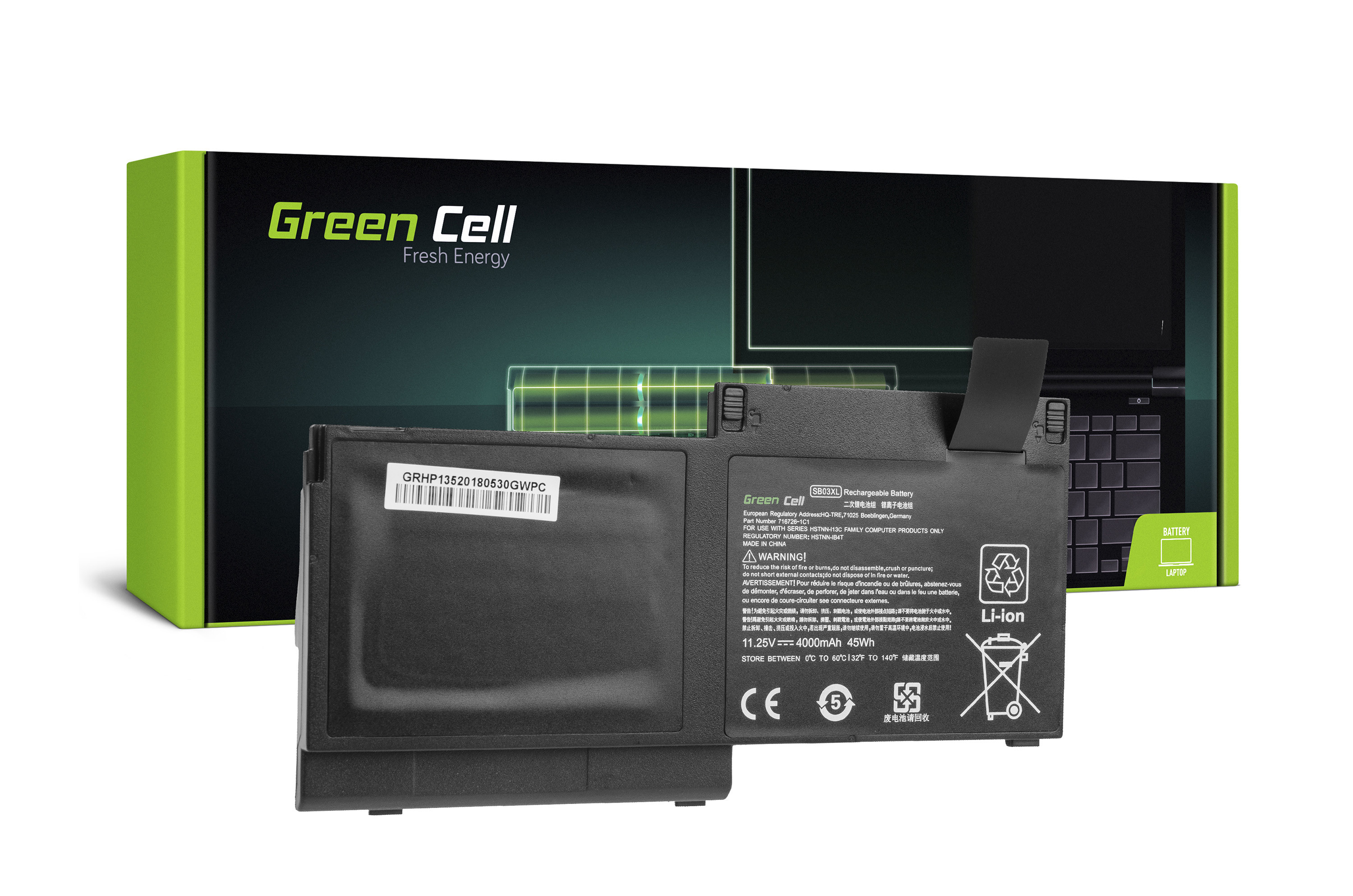 Green Cell HP141 Baterie HP SB03XL HP EliteBook 720 G1 G2 820 G1 G2 4000mAh Li-Pol